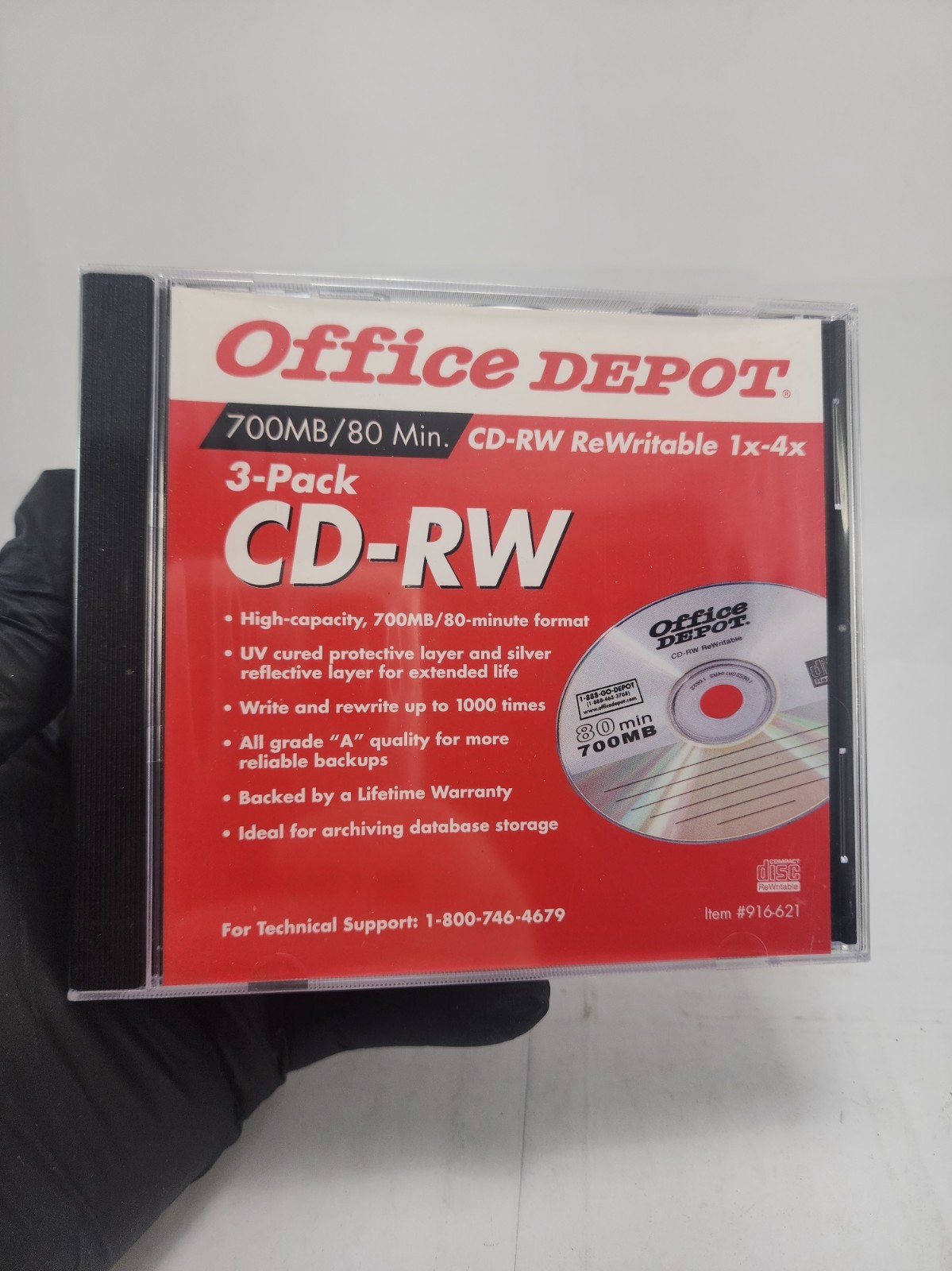 ()Office Depot CD-RW Re-Writable DISC 3 Pack 700MB/80 1x 4x Speed New Sealed 