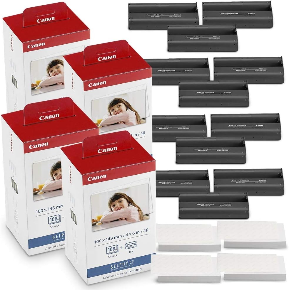 Canon KP-108IN Color Ink and Paper Set Includes Total of 432 Sheets and 12 Ink
