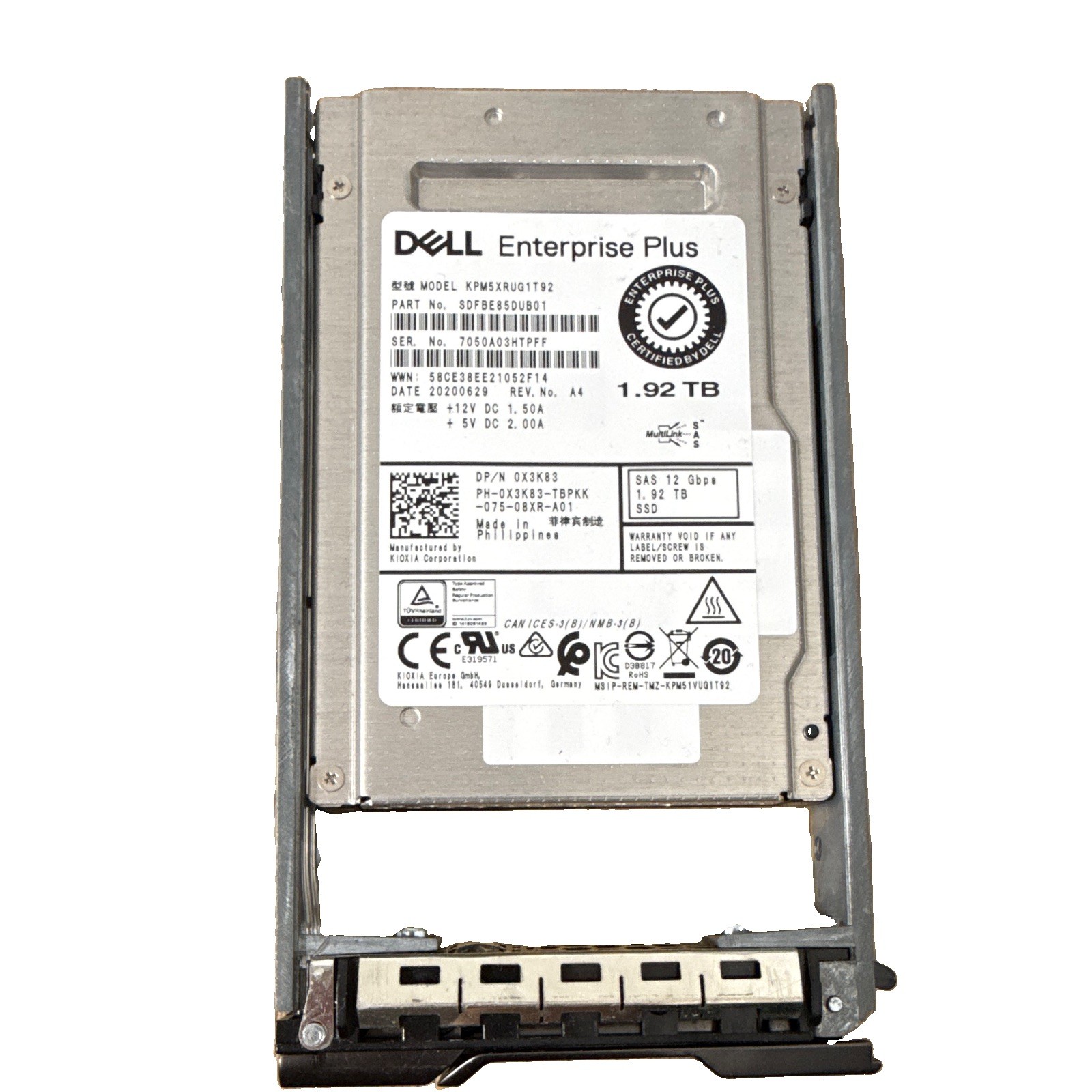 Dell Enterprise Plus KPM5XRUG1T92 1.92TB 2.5in SAS 12Gbps SSD 0X3K83