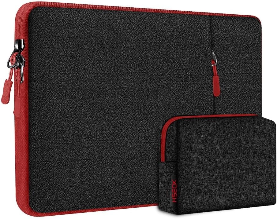 Sleeve for 13.3-14 Inch Laptops with Extra Case, Fits MacBook Pro, Black-Red
