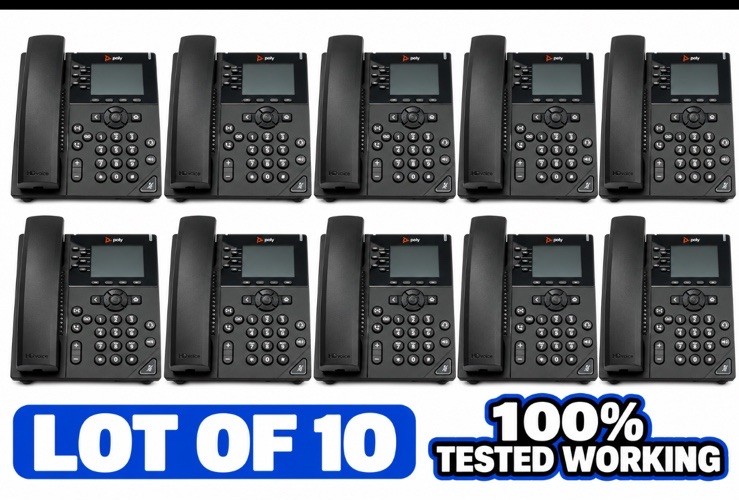 Lot Of 10 - Poly VVX 350 Business IP Phone Desk Business Telephone W/ Stands