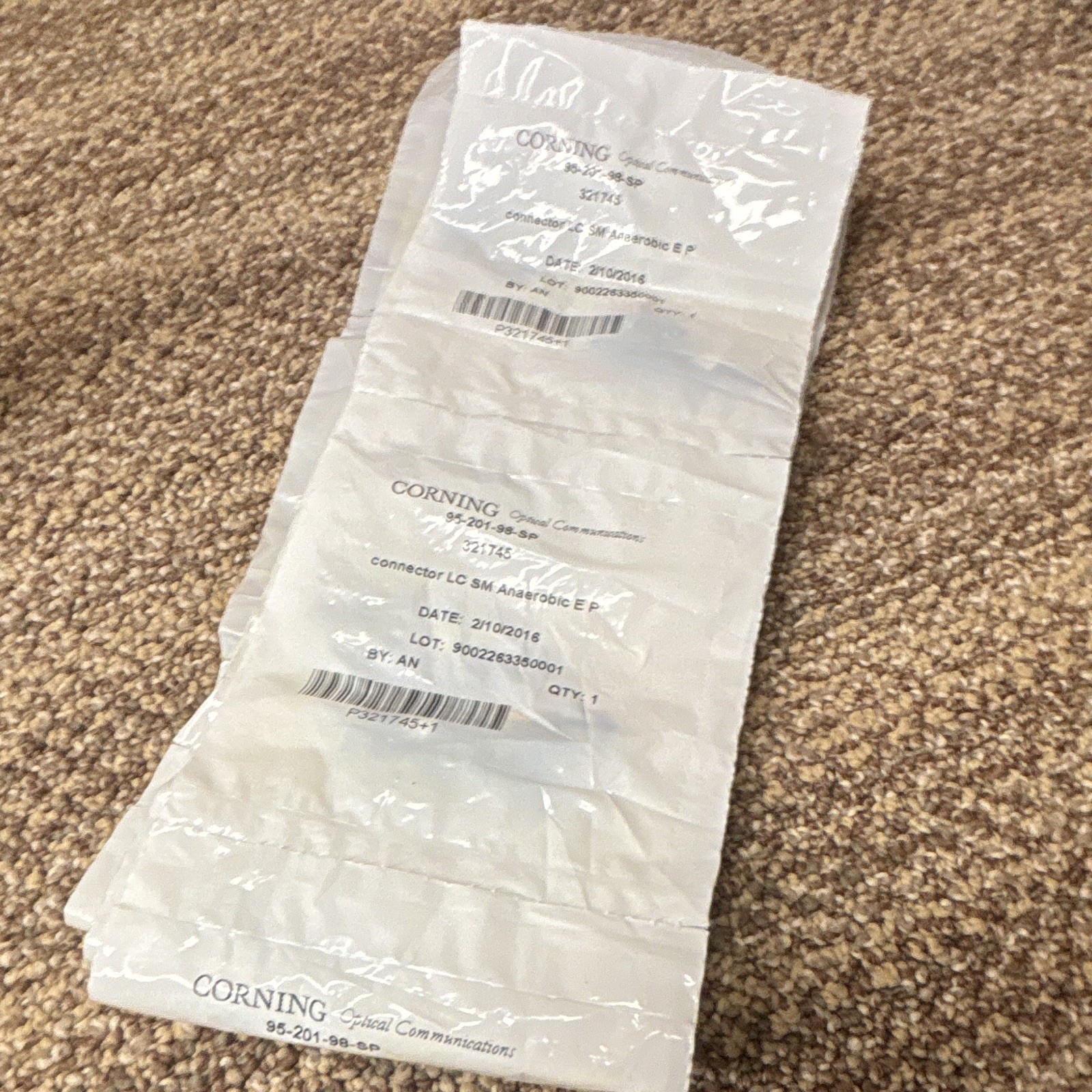 Lot of 15 Corning  Single-Mode LC to Raw Fiber Pigtail Optic connector