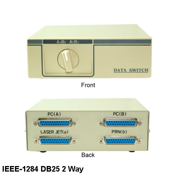 KNTK 2-Way IEEE1284 DB25 Data Transfer Switch Box Bidirectional Parallel Printer
