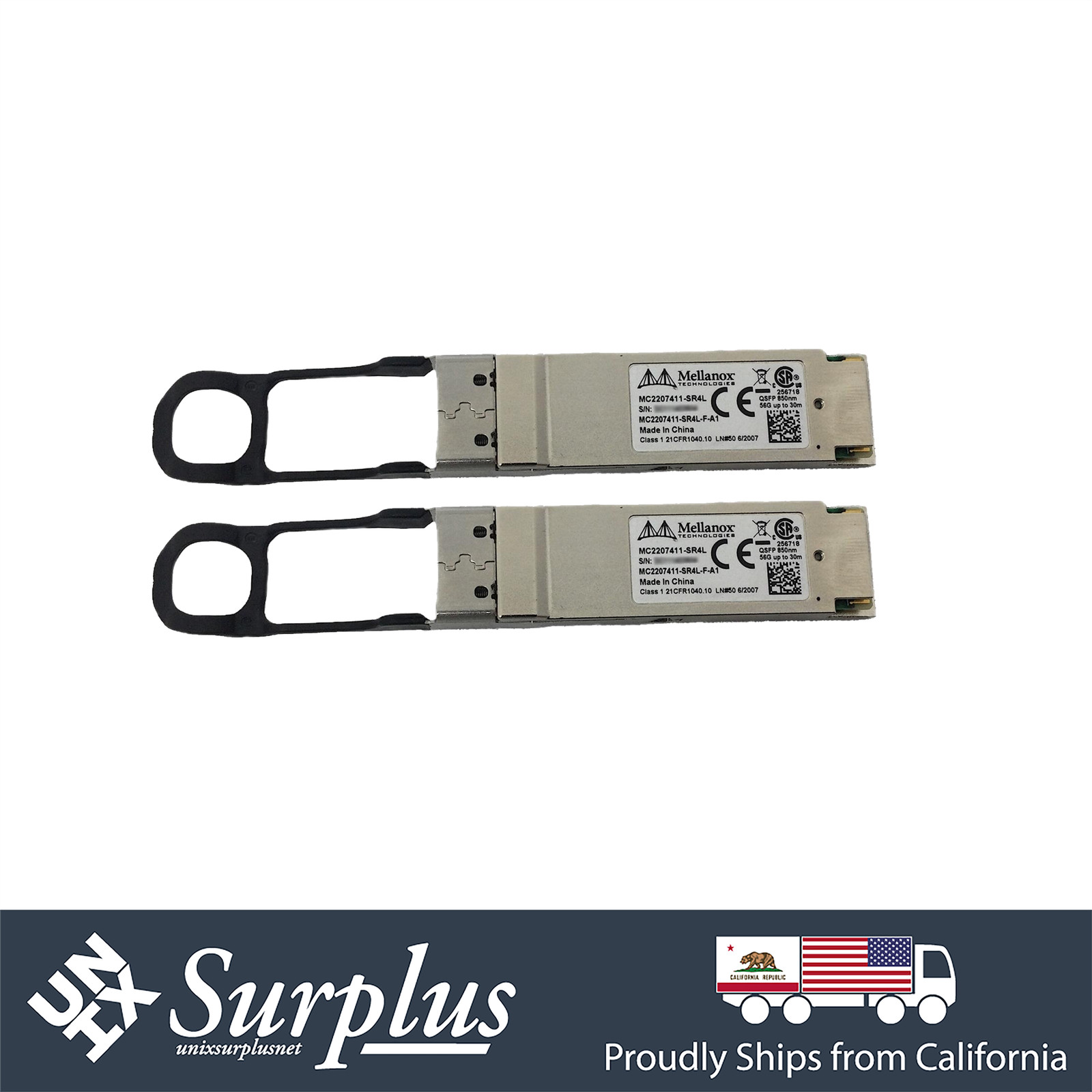 2x Genuine Mellanox MC2207411-SR4L 56G QSFP+ SW 850nm Multi-Mode 30m Transceiver