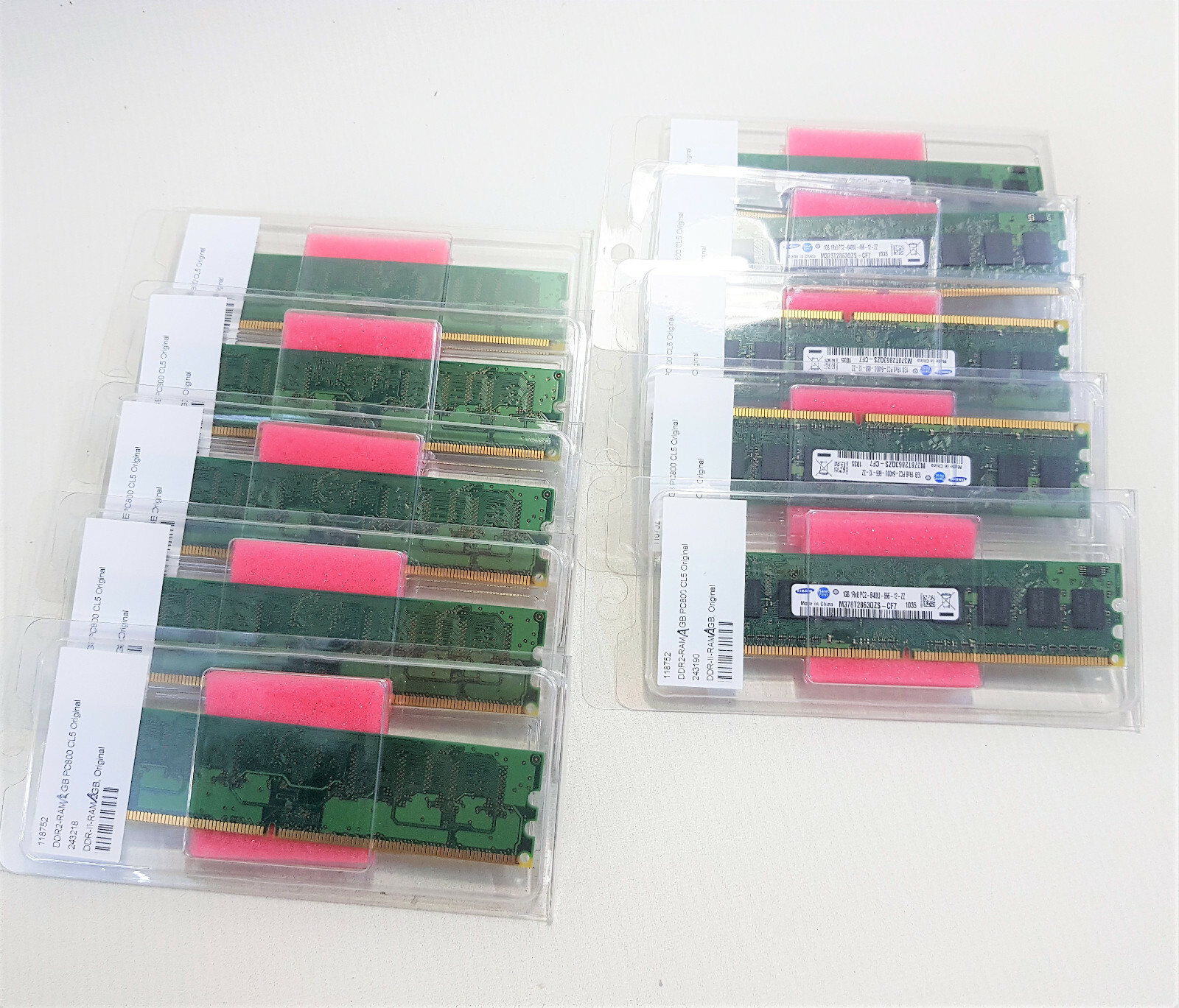(€6.90 Unit) 10x Samsung 118752 DDR2 RAM 1 GB PC 800 CL5 Original Module 