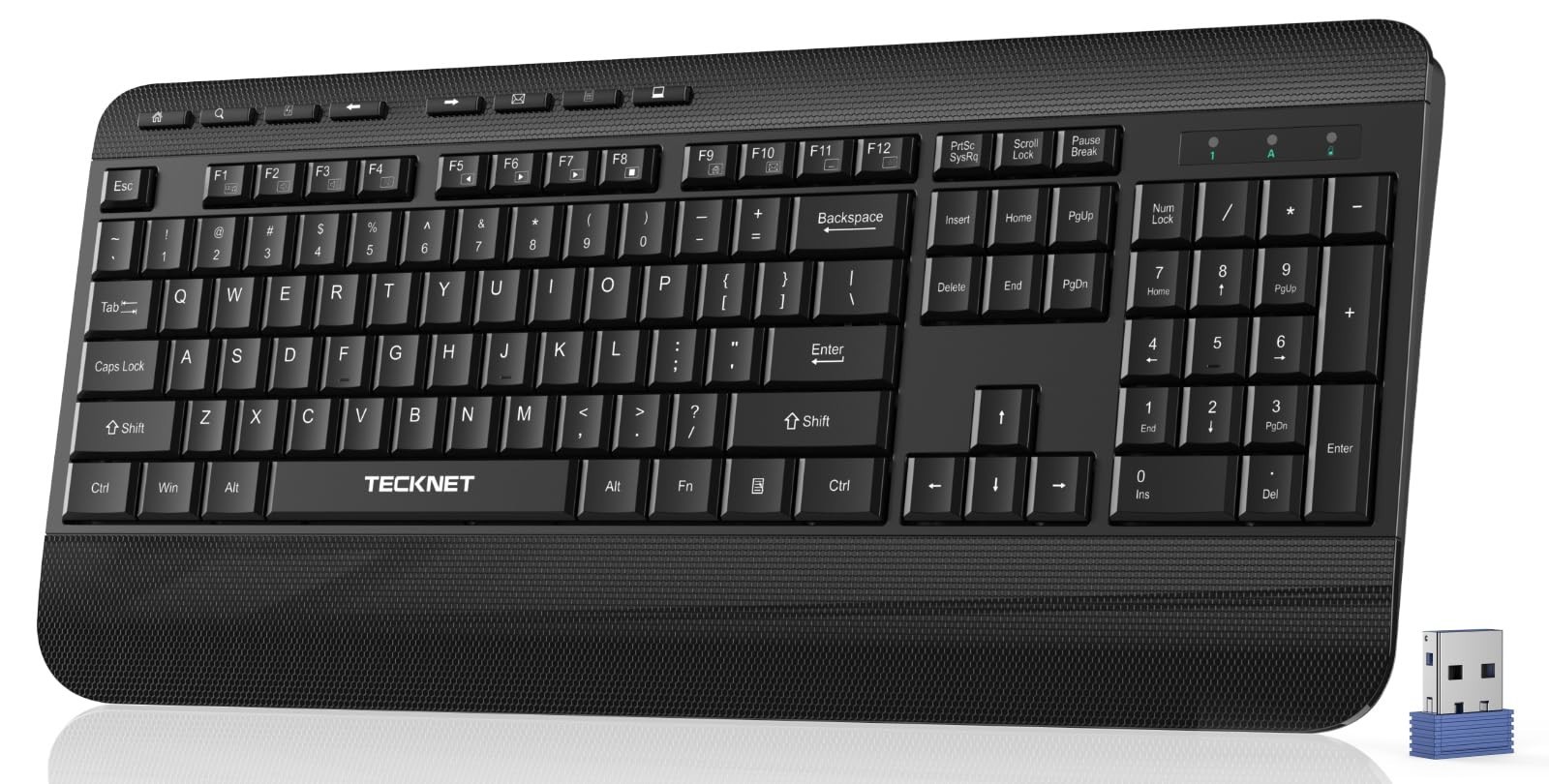 TECKNET Ergonomic Wireless Keyboard for Laptop, 2.4G USB Silent Computer Keyboar
