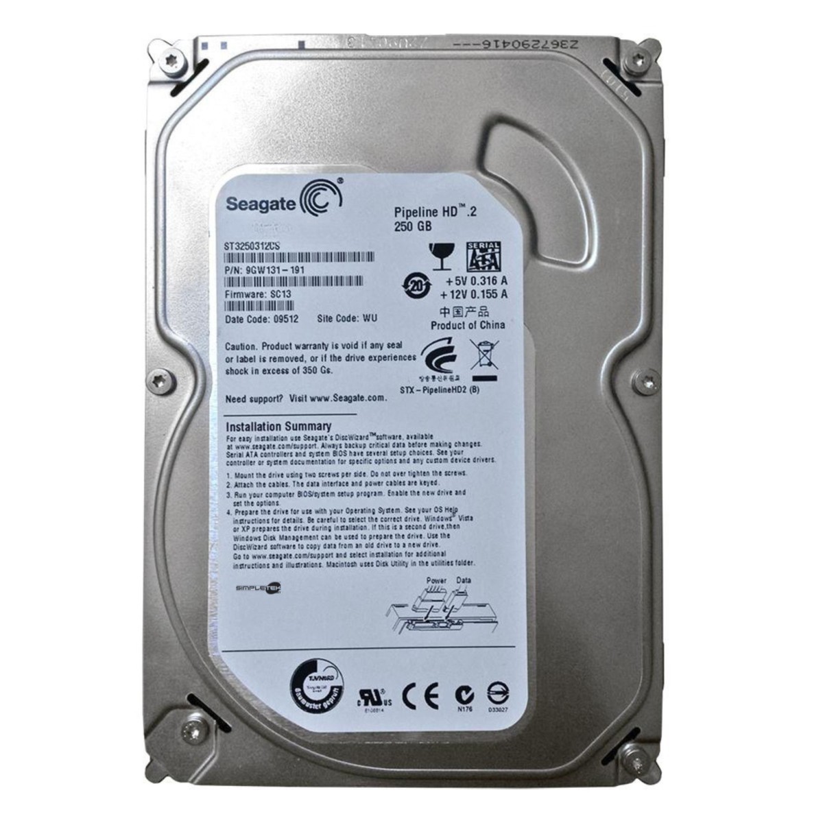 Seagate Hard Disk 250GB SATA 3.5" Pipeline HD ST3250312CS Desktop PC