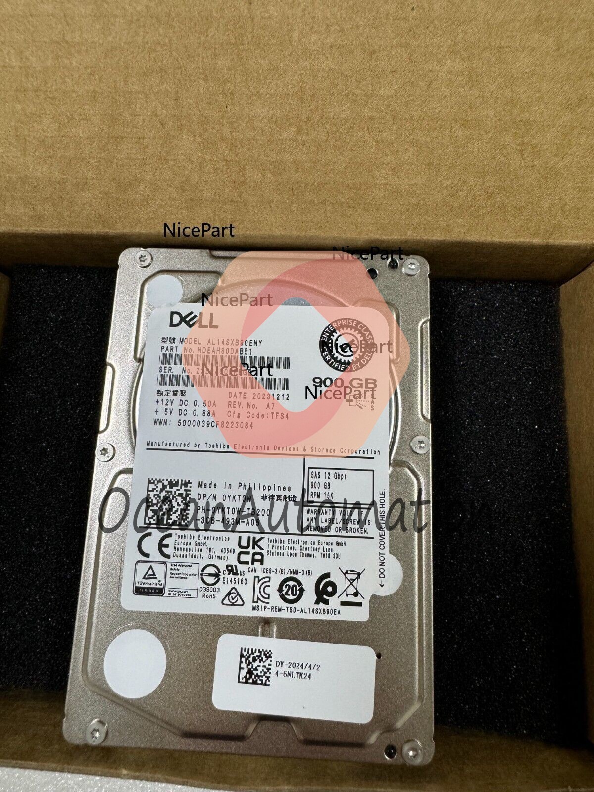 YKT0W 0YKT0W Compatible DELL HDD 900GB / 15K / SAS 12G / 2.5" SFF / G11 G12 G13