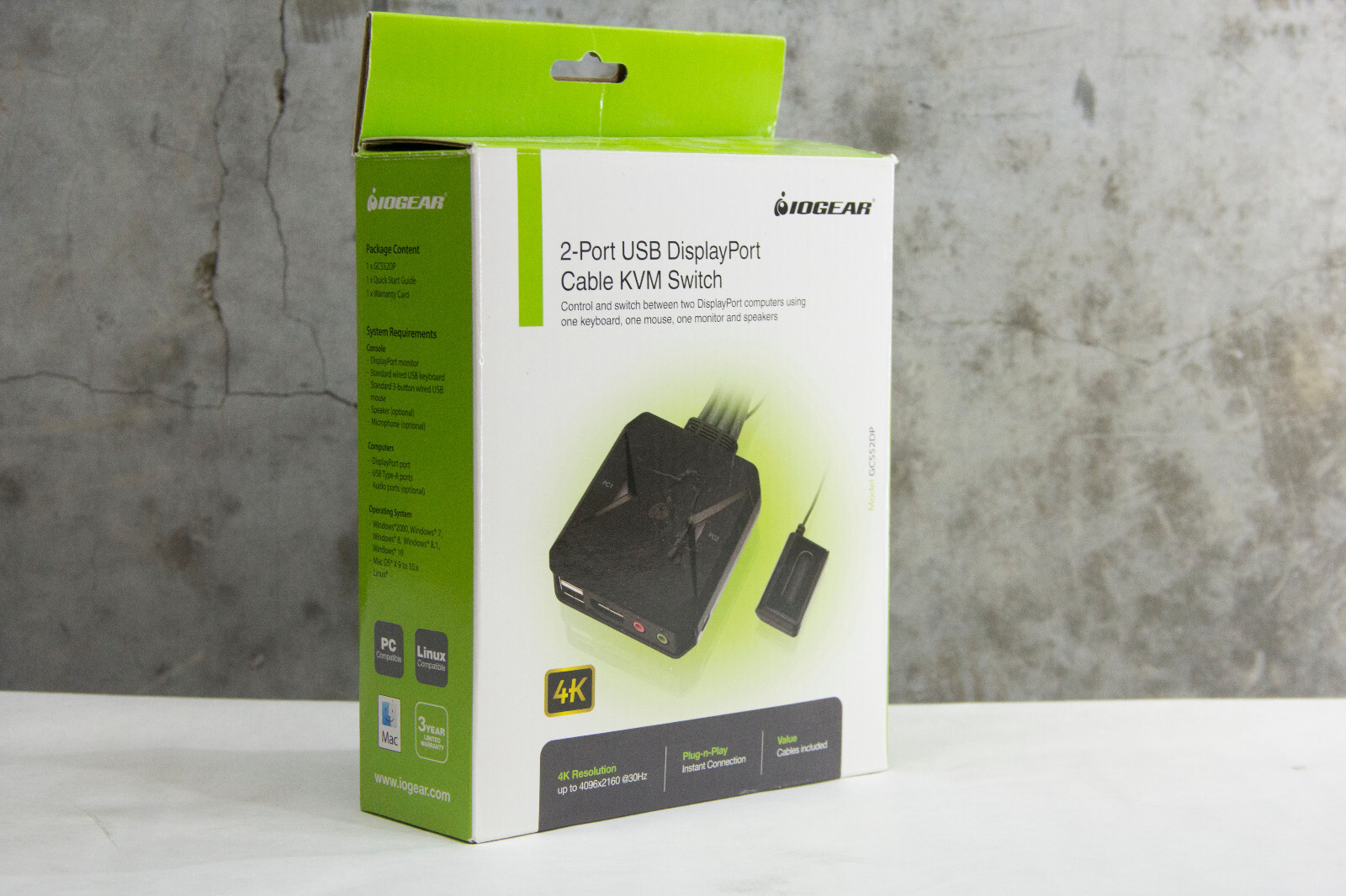 Iogear 2-Port USB DisplayPort KVM Swtich BRAND NEW SEALED UNUSED