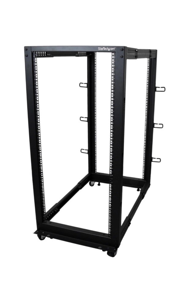 StarTech 25U Adjustable Depth Open Frame 4 Post Server Rack w/ Casters