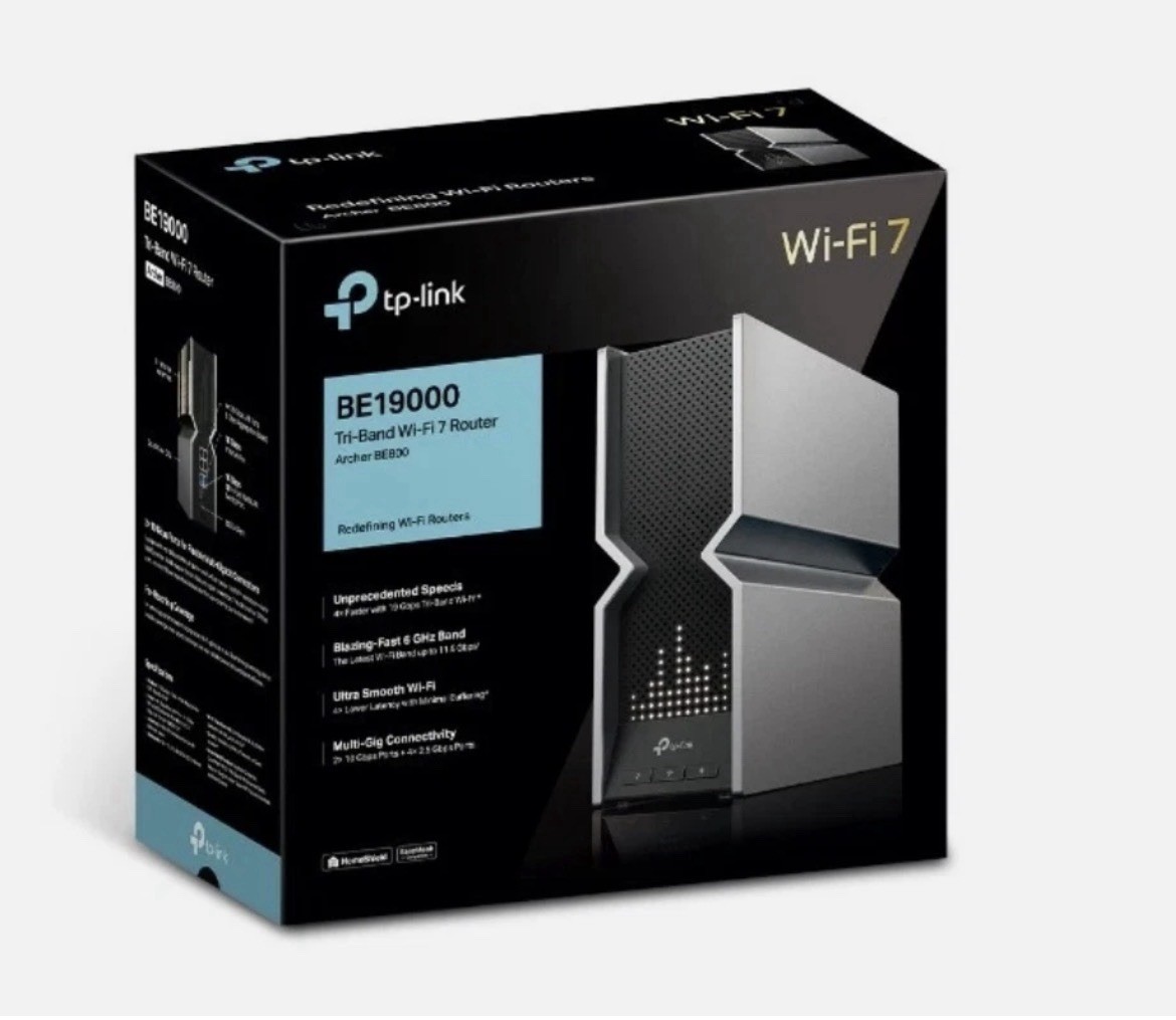 TP-LINK Archer BE800 BE19000 Tri-Band 4-Port Wireless Router Black - Openbox