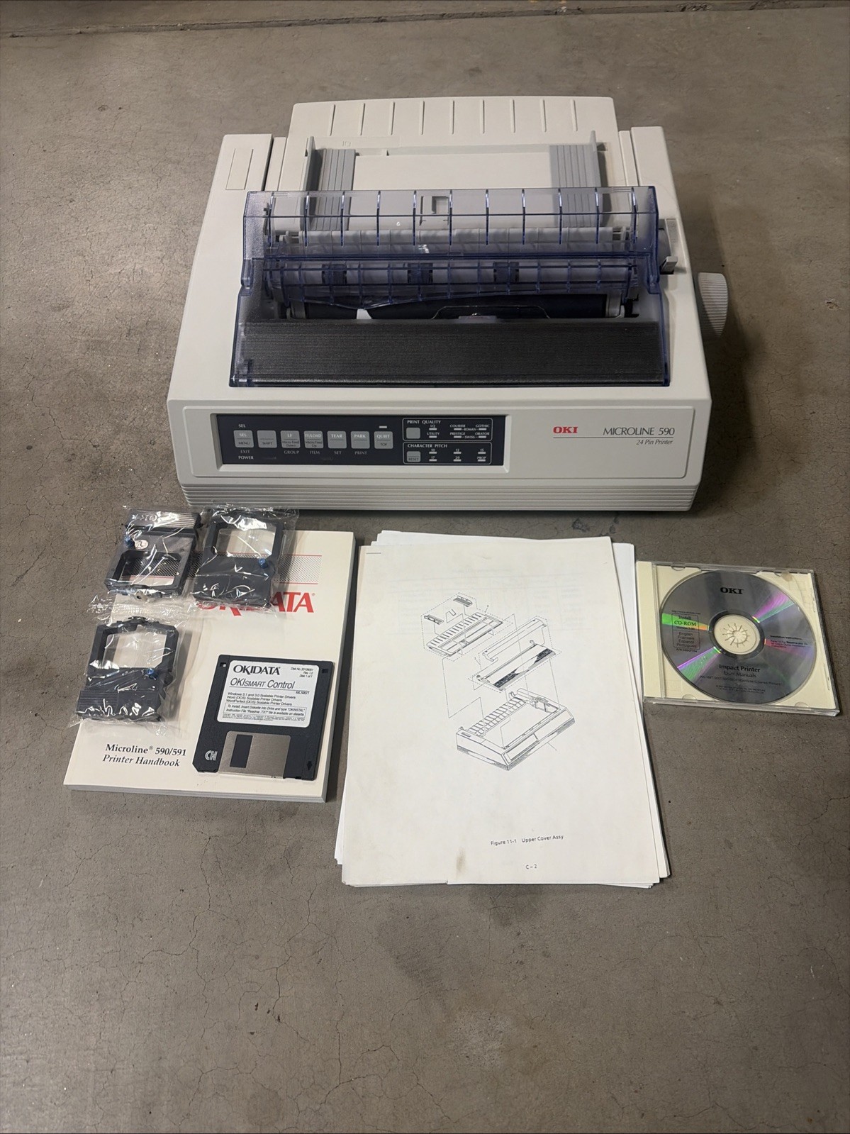 OKI MICROLINE 590T/n Dot Matrix Printer ML590 62409201 Powers On As Is No Cords