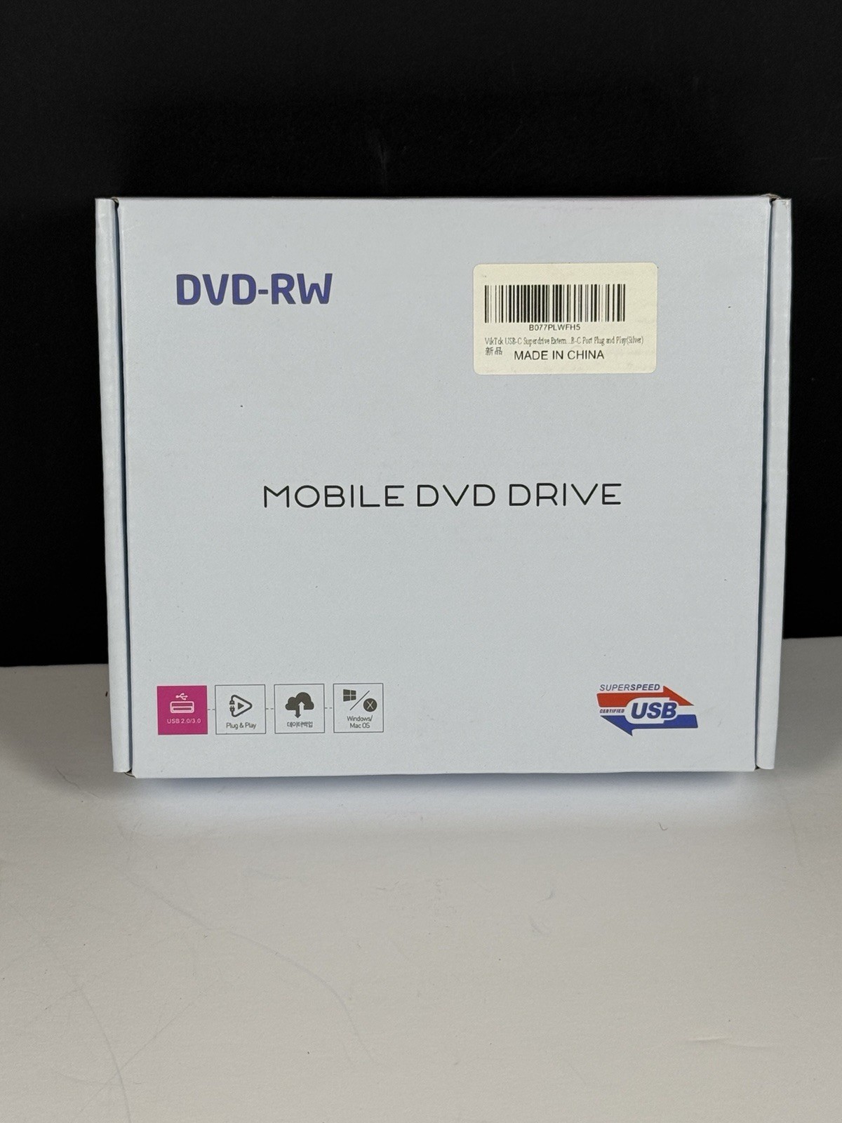 VikTck External USB-C CD DVD Drive Portable Mobile DVD-RW Burner Silver New