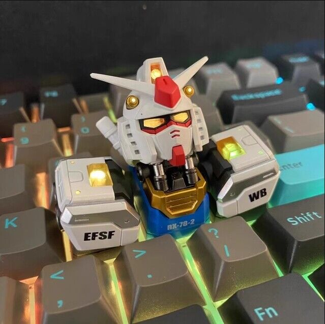 3PC Anime Gundam Resin Glowing Keycap for Cross Shaft Mechanical Keyboard Gift