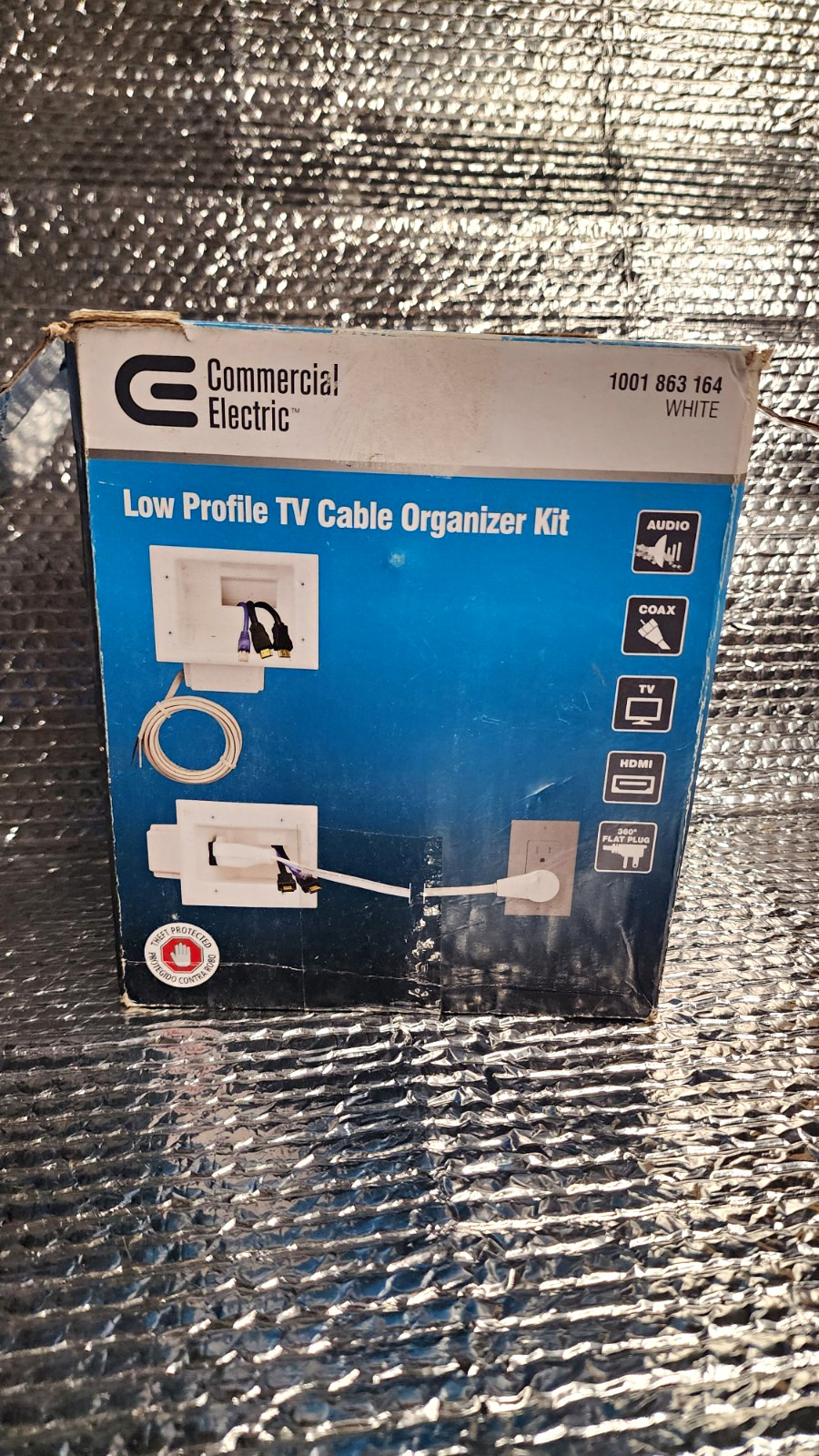 Commercial Electric Low Profile In-Wall Cable Wall Plate Kit White HDMI/Coax