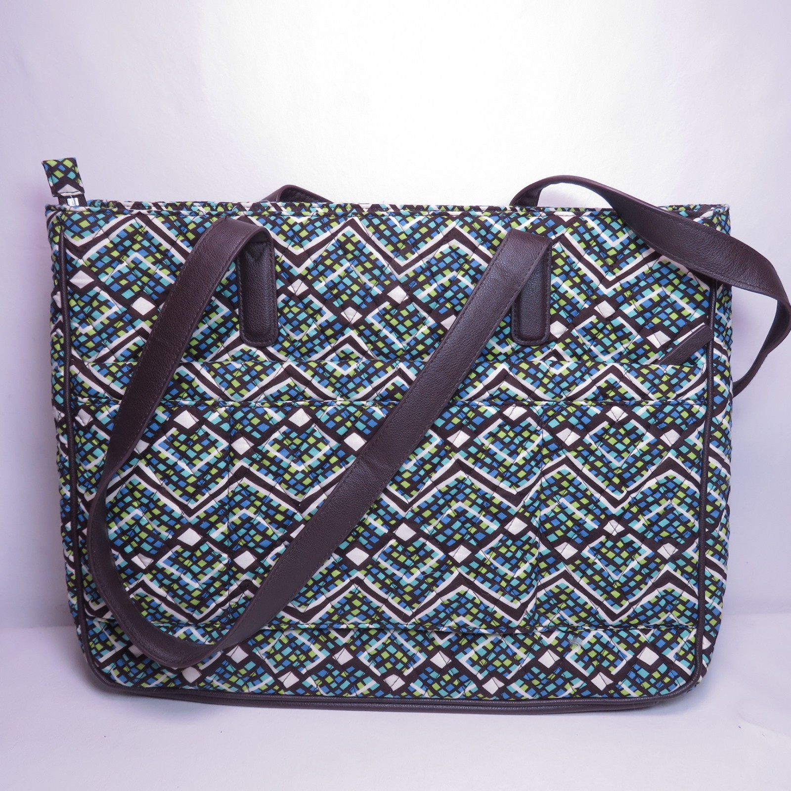 Vera Bradley Iconic Commuter Tote Padded Laptop Sleeve in Rainforest Pattern EUC