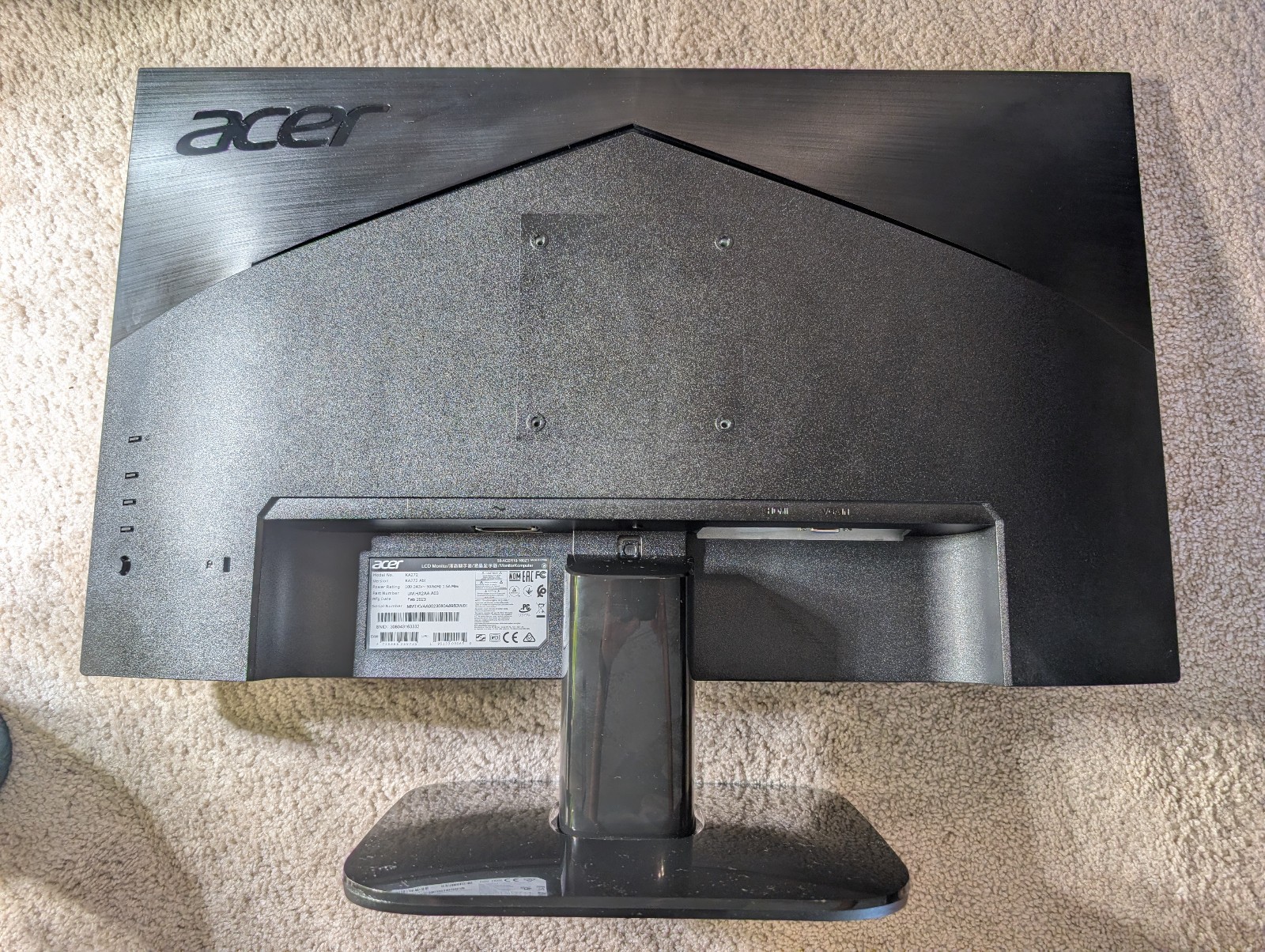 Acer KA KA272 Abi 27" IPS LED Computer Monitor - Black