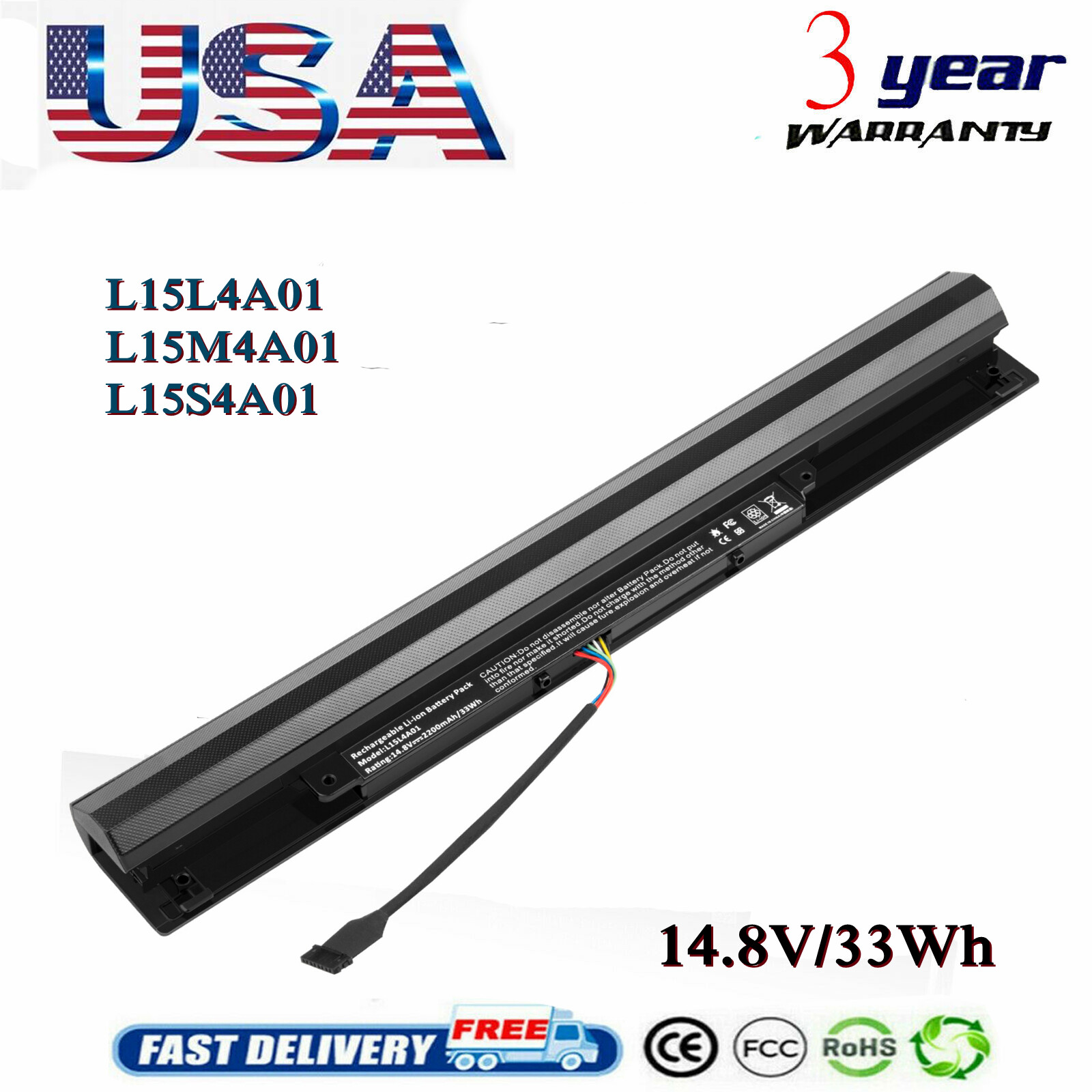 L15L4A01 L15M4A01 L15S4A01 Battery For Lenovo V4400 Ideapad 100-14IBD 100-15IBD