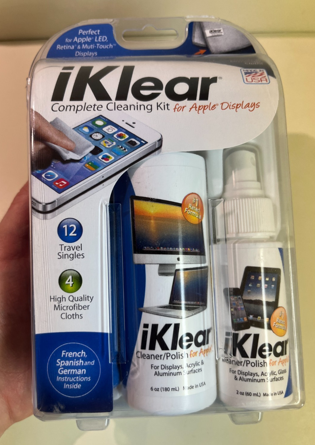 iKlear Complete Cleaning Kit for Apple Displays, iPhone iPod iMac Cleaner/Polish