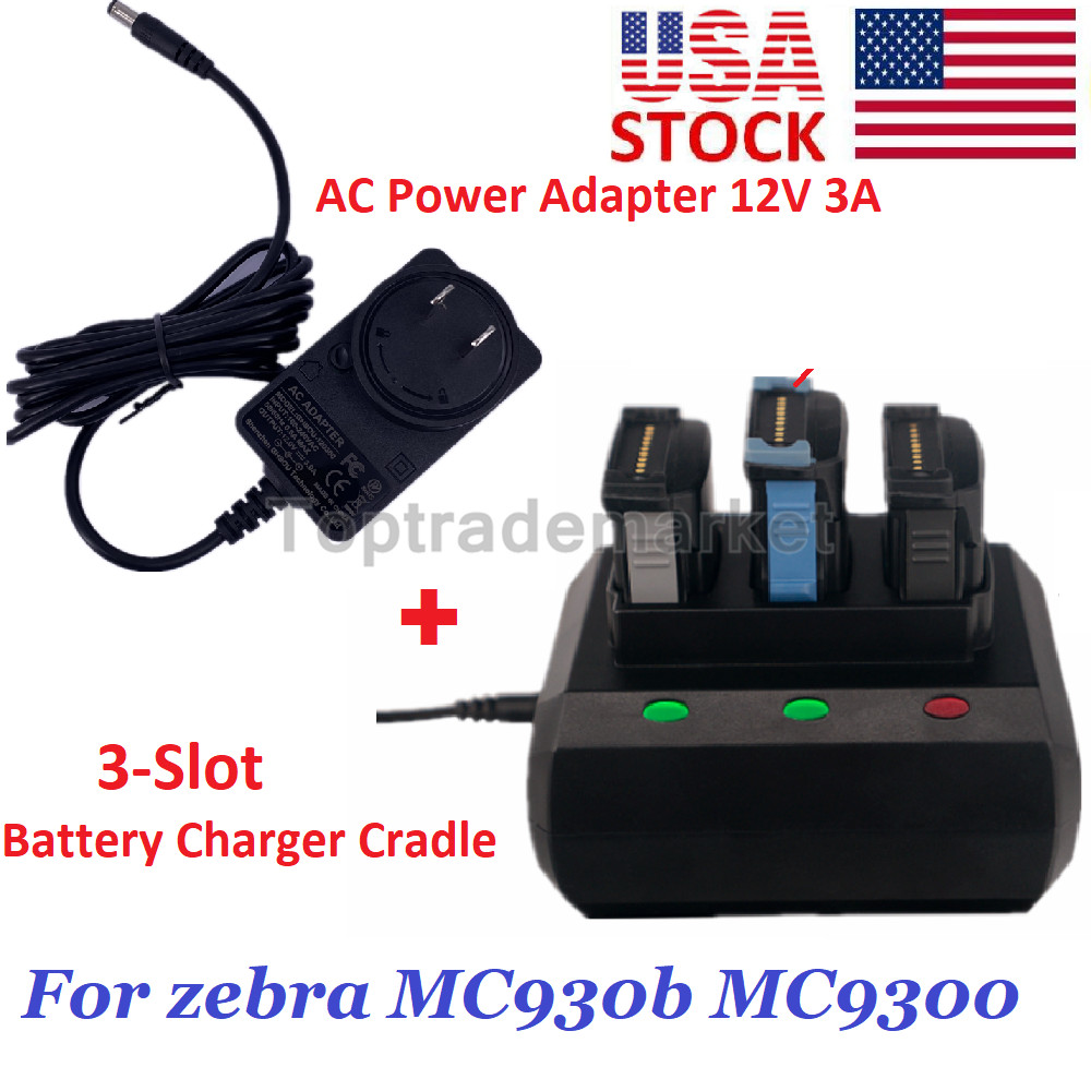 US 3-Slot Battery Charging Cradle Replacement For Zebra MC9300 MC930B MC930P NEW