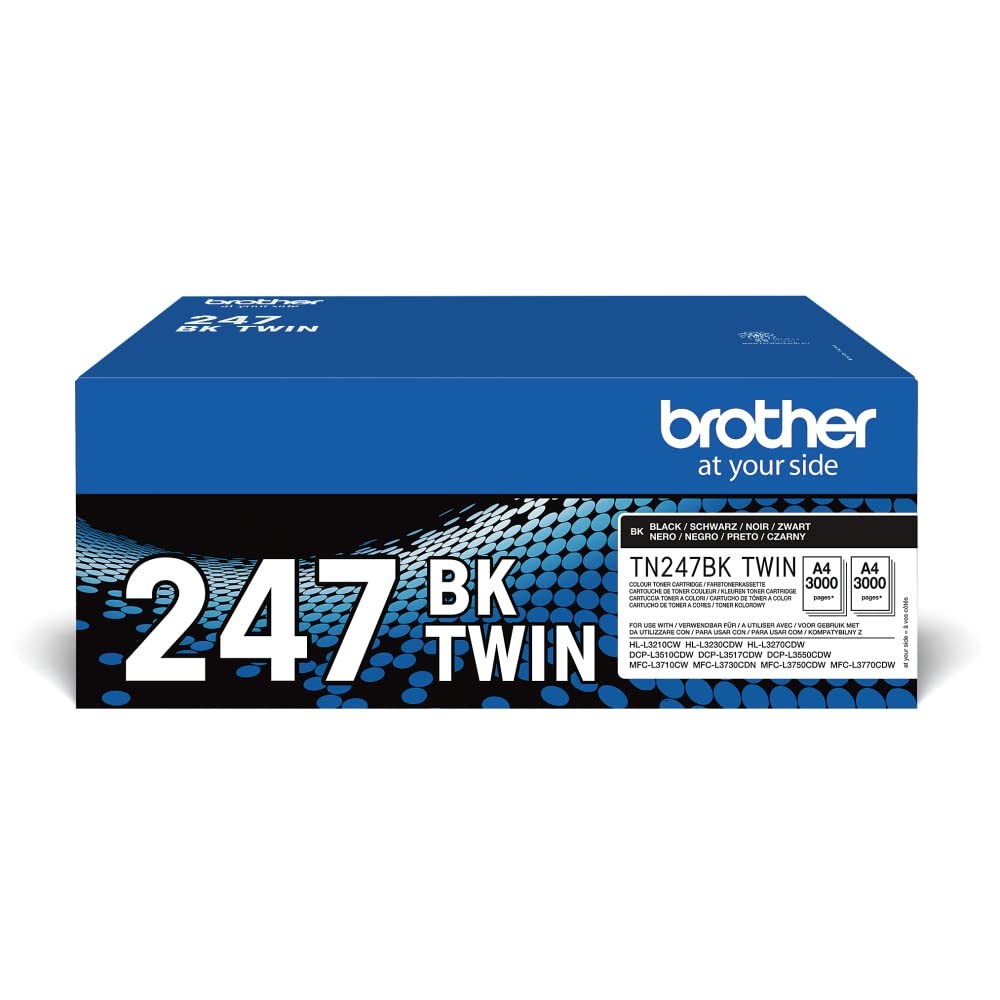 BROTHER, TN-247BKTWIN Toner Cartridge, Black, Twin Pack, High Yield, Includes 2
