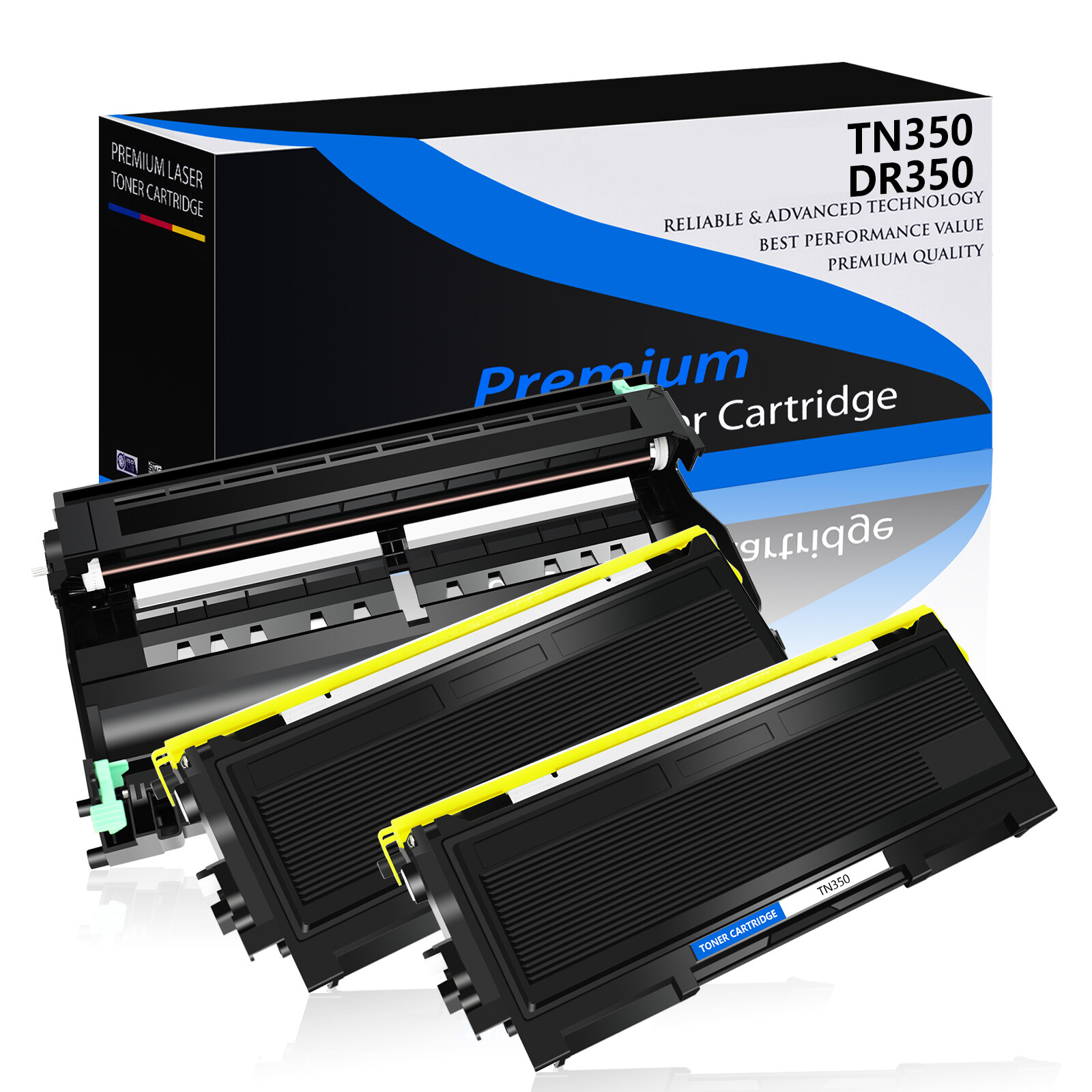 2PK TN350 Toner Cartridge + 1PK DR350 Drum Unit For Brother DCP-7020 DCP-7025
