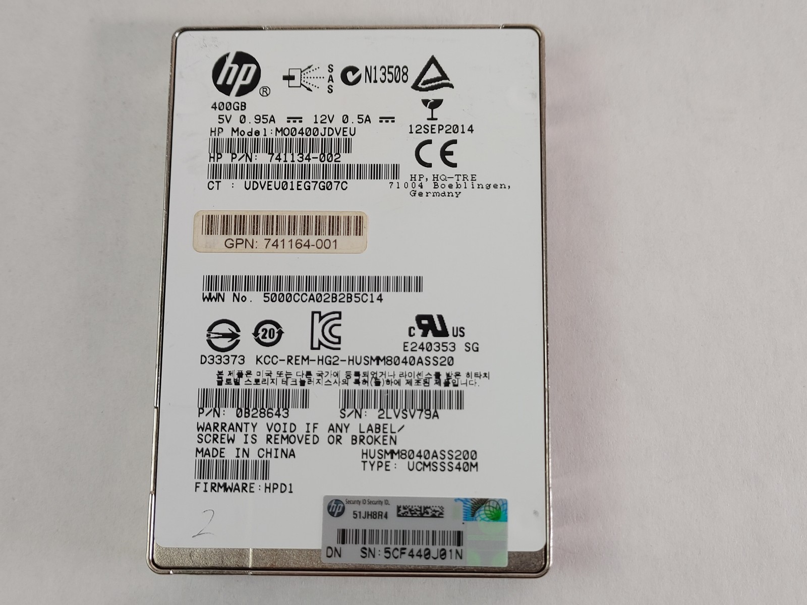 HGST HP Ultrastar HUSMM8040ASS200 400 GB SAS 3 2.5 in SSD