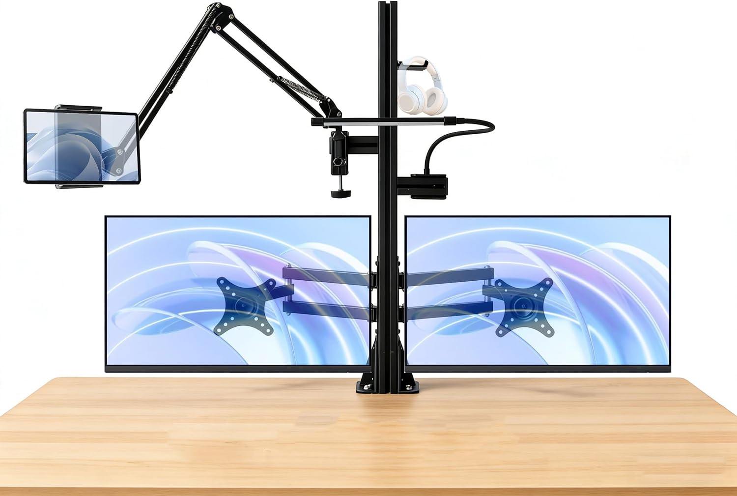 Alumium Vertical Stand for Dual Monitors,Workspace Desktop Organizer and Acessor