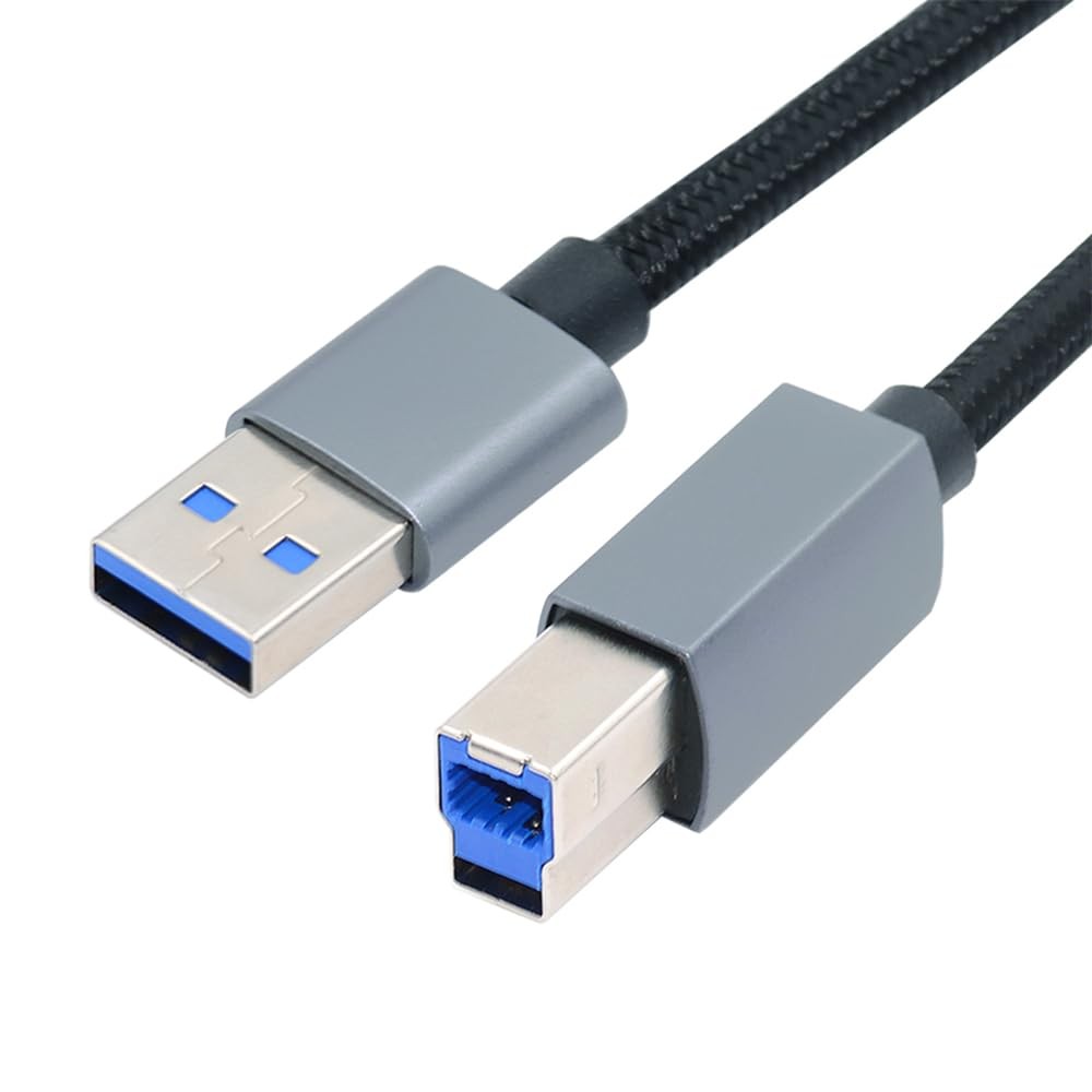 NFHK USB 3.0 Type-A Male to Standard B Cable Silver 5Gbps for Disk...