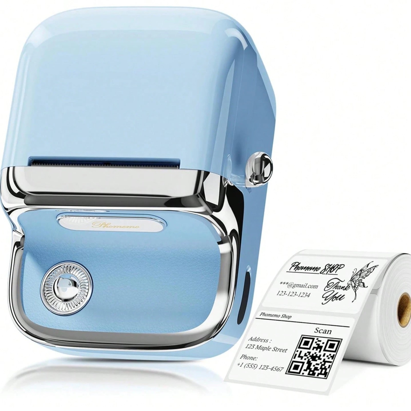 Portable Thermal Label Maker with Bluetooth USB & Starter Roll for Home Use