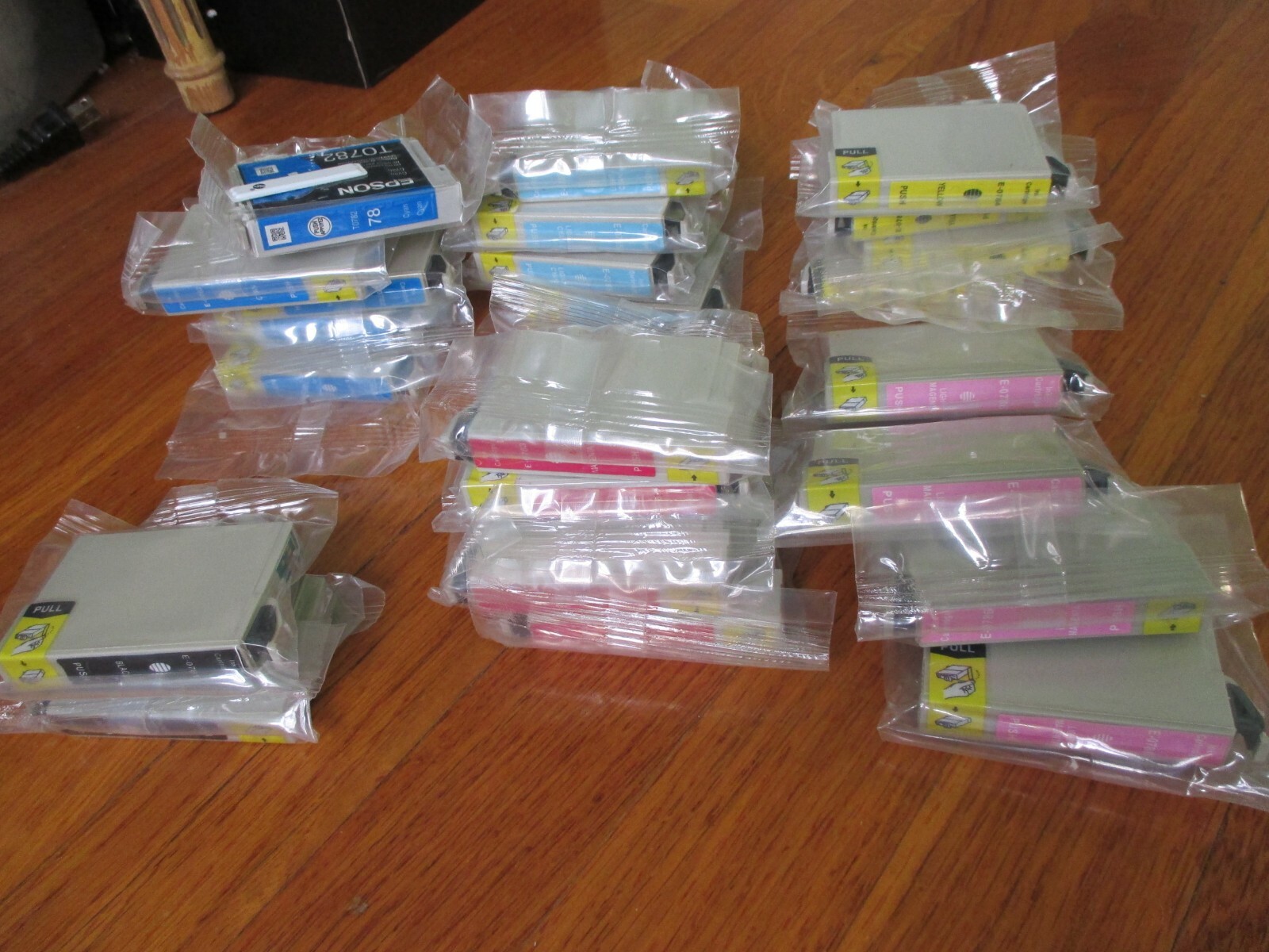 23 packs of EPSON inks(9 packs Cyan)(8 packs Magenta)(4 packs yellow)(2 black)