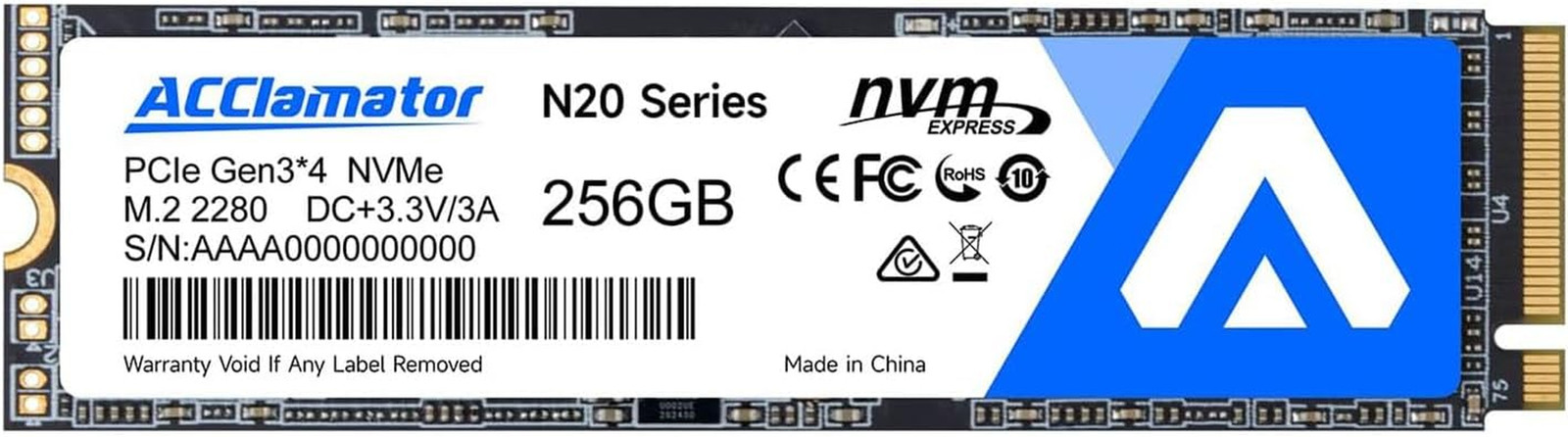 256GB Nvme SSD Pcie M.2 2280 Internal SSD, High Performance Solid State Drive fo