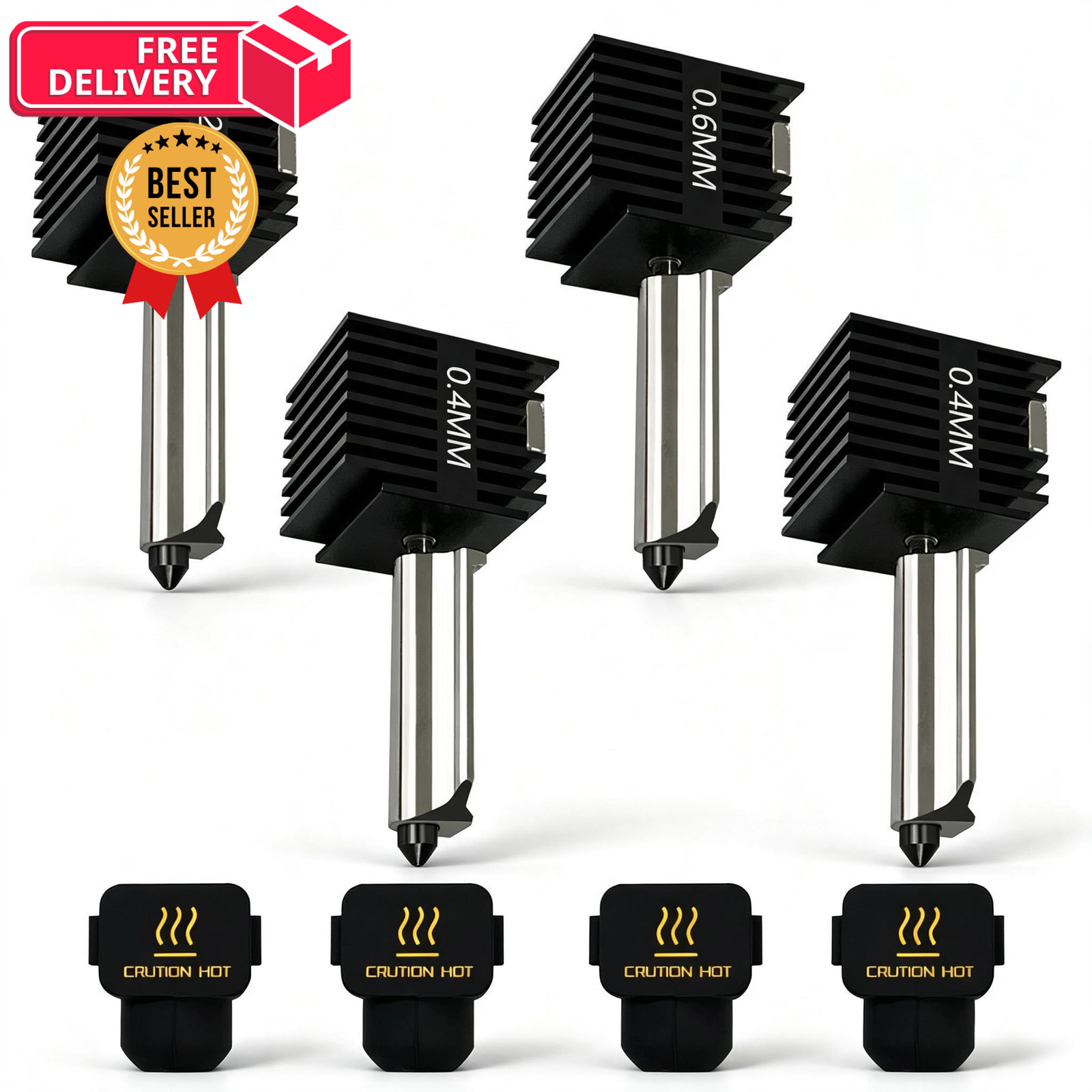 4‑Pack 0.2/0.4/0.6mm A1 Mini Hotend Kit for Bambu Lab A1/A2L Nozzle