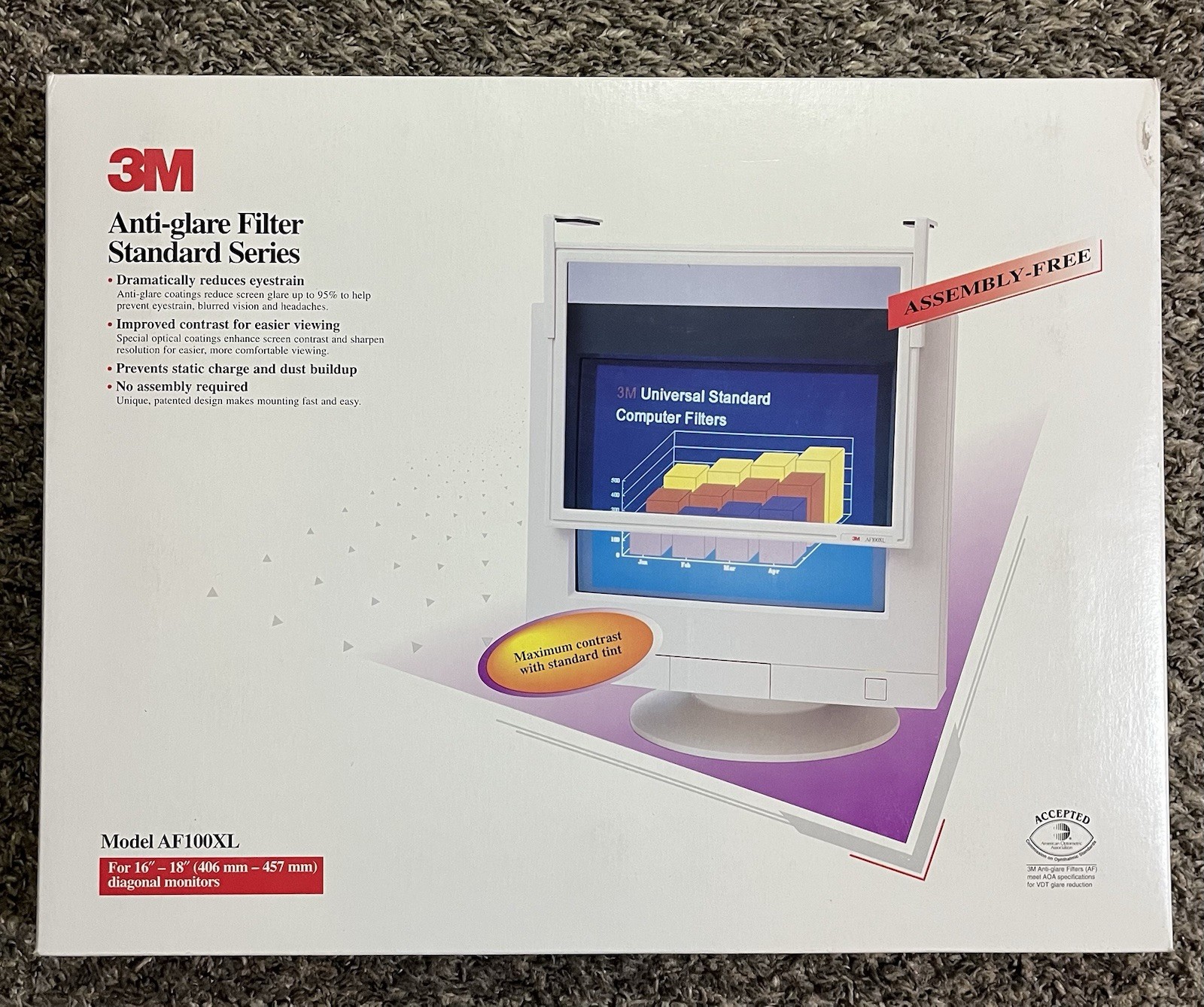 New 3M Anti Glare Filter Standart Series for 16-18 inch Monitor AF100XL