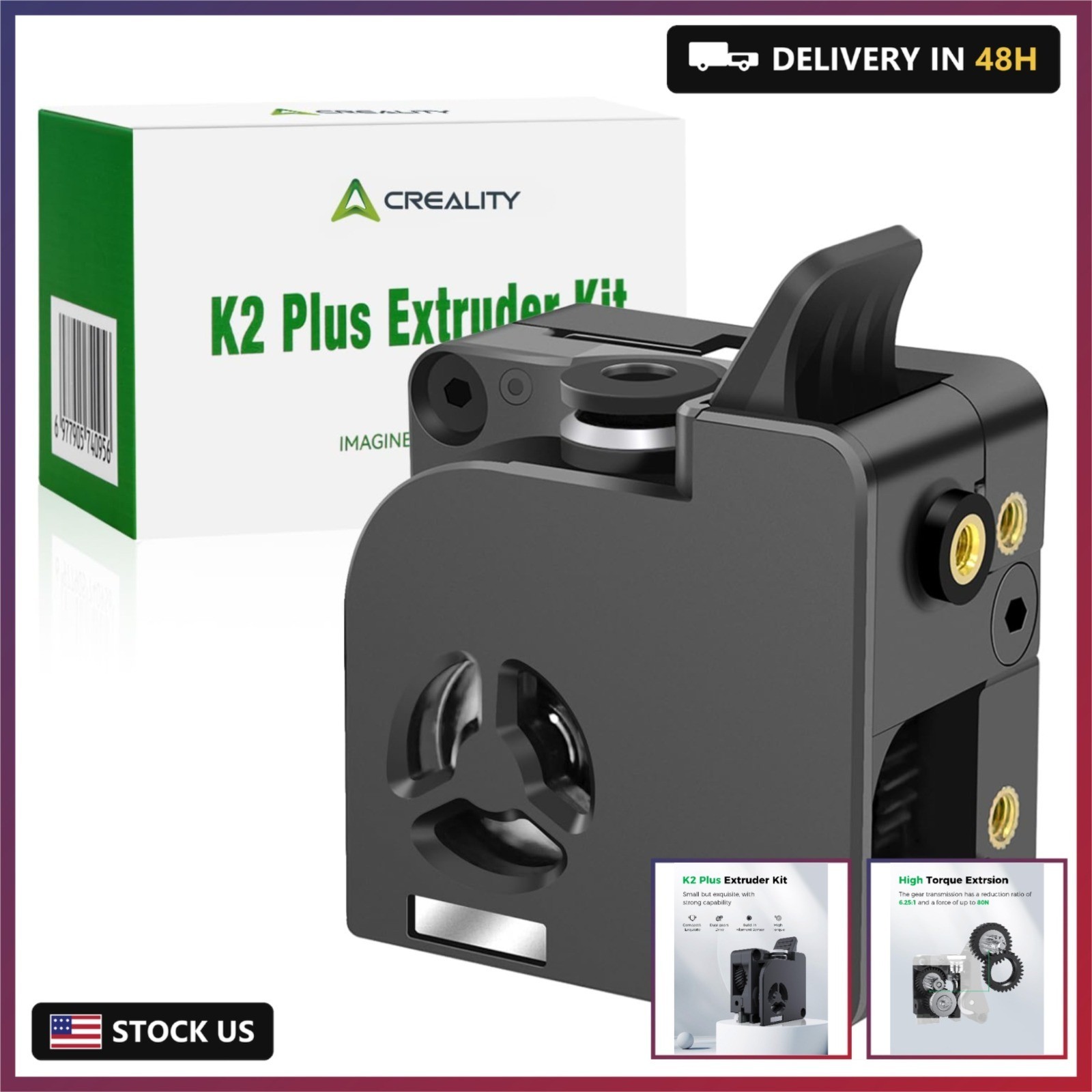 Creality Official K2 Plus Extruder Kit, Built-in Filament Break Sensor, High-Har