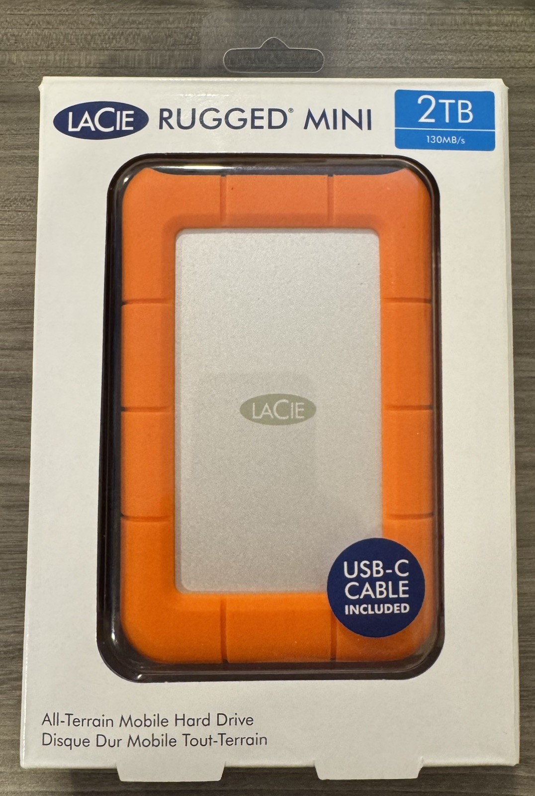 LaCie Rugged 2TB Ext Hard Drive USB-C, Excellent Condition, w original cables