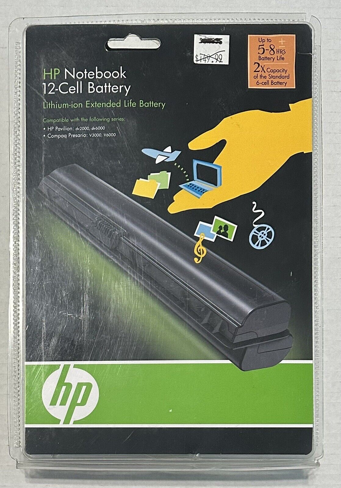 HP Notebook 12-Cell Battery Lithium-ion Extended Battery Life Factory Sealed