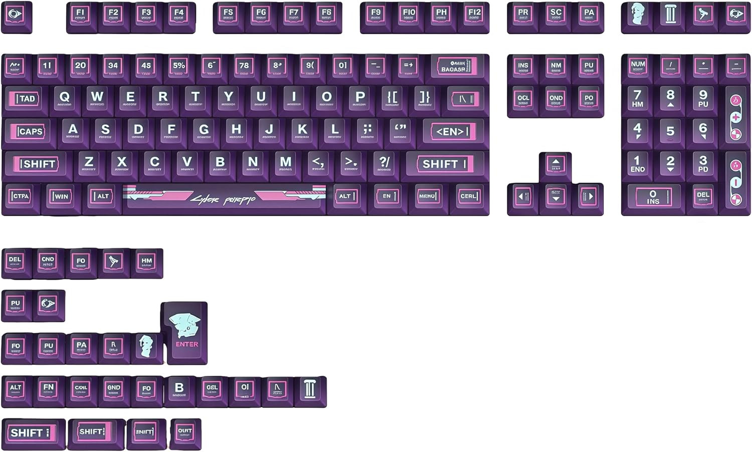 PBT Keycaps Set, ERA75 135 Key Caps,Dye-Sublimation, Cherry Profile Custom Keyca