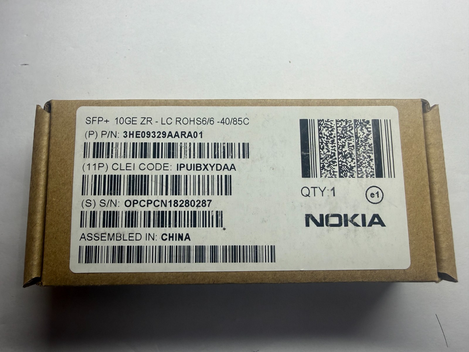 Nokia 3HE09329AA 01 IPUIBXYDAA SFP+ 10GBASE-ZR 1550nm 80KM SMF I-TempTransceiver