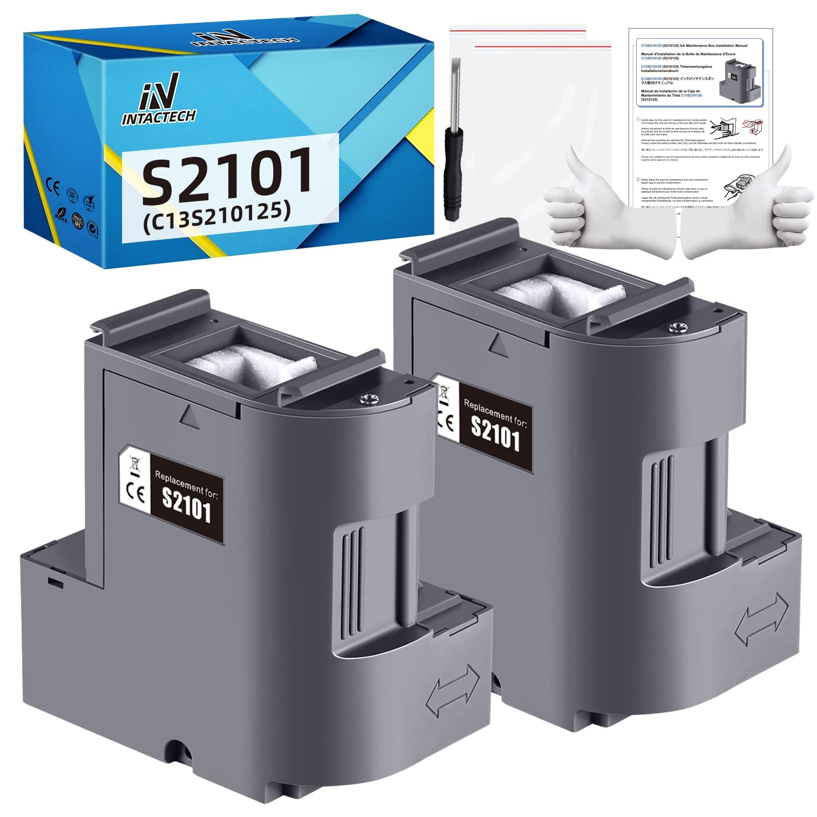 2 PCS S210125 C13S210125 Maintenance Box Replacement Waste Ink Tank