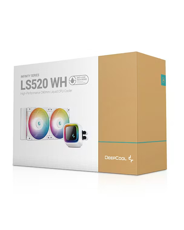 DeepCool LS520 WH 240mm AIO CPU Liquid Cooler White Intel AMD R-LS520-WHAMNT-G-1