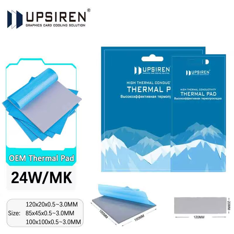 24W/mk 0.75/1.25/1.75mm GPU CPU Heatsink Cooling Conductive Silicone Pad High Qu