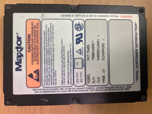 MAXTOR MXT-540S 540MB SCSI 50 PIN 3.5" TLA 540S0316001