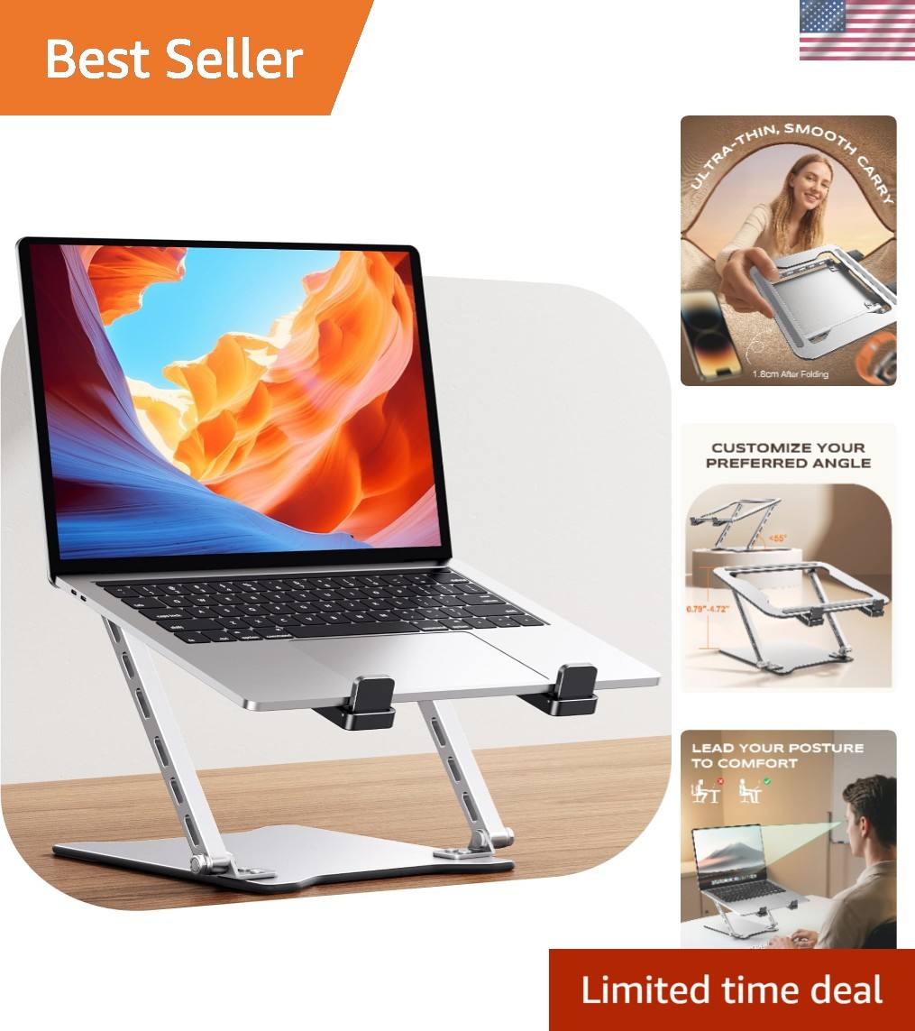 Lightweight Portable Laptop Stand - Adjustable Height & Ventilated Riser Holder