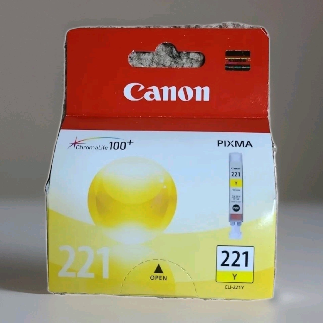 Canon 221 Yellow Ink 9 ml. Cartridge #CLI-221Y Pixma - NEW & SEALED Genuine OEM 