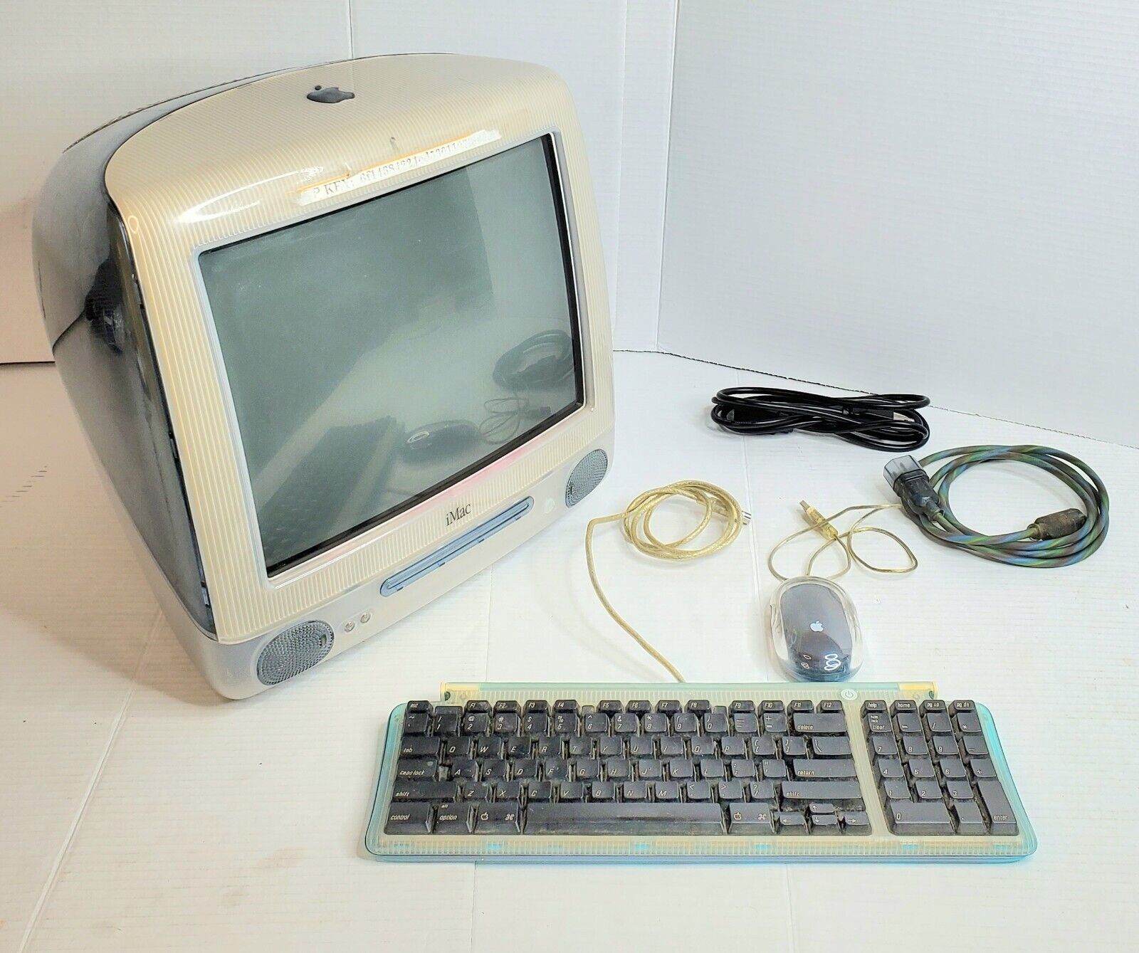 Vintage Apple iMac Blue M5521 CRT PC Mac Macintosh + Keyboard Mouse Power READ
