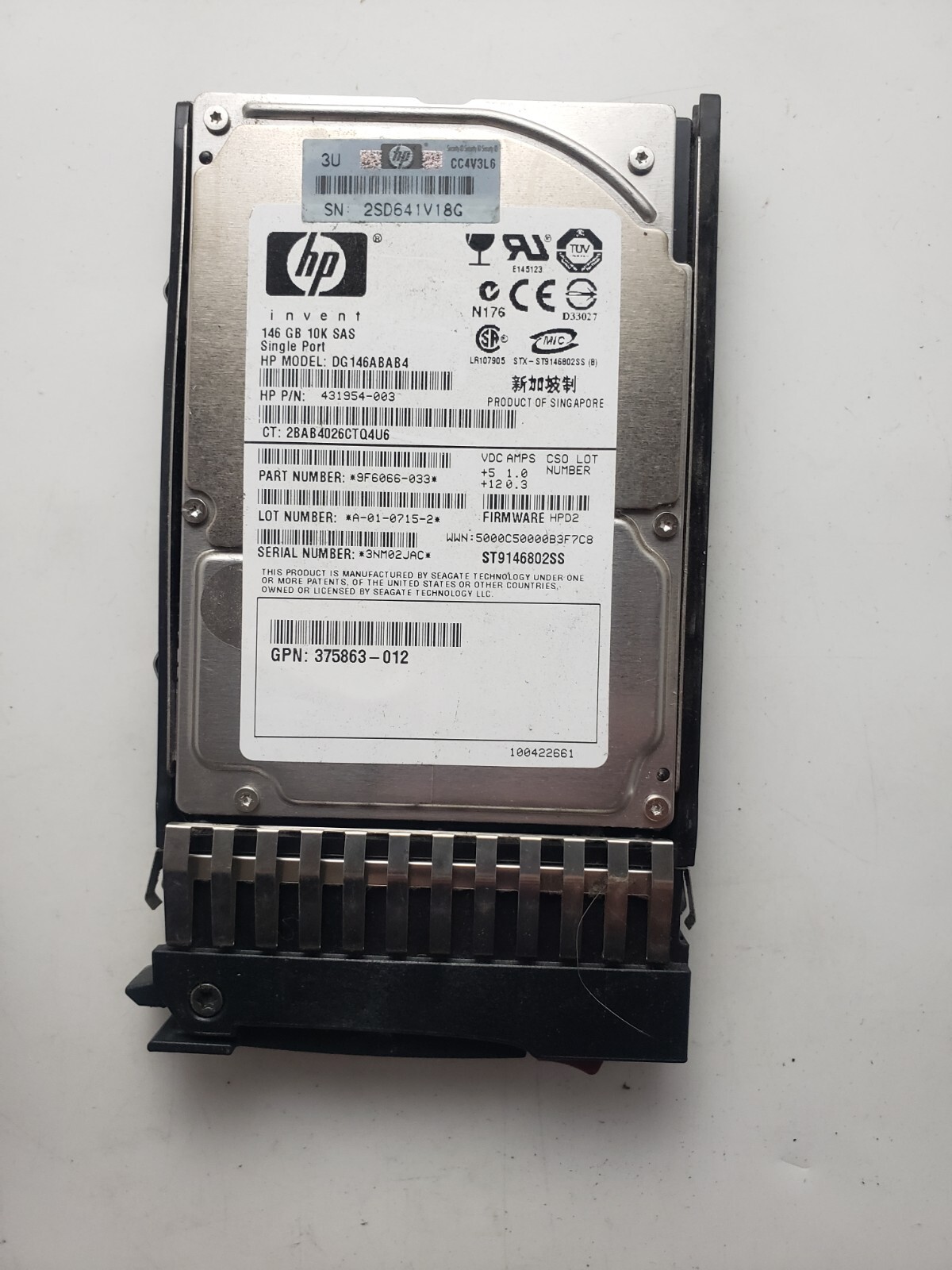 HP Invent DG146ABAB4 SAS Hard Drive ST9146802SS Single Port HDD 2.5" 146GB