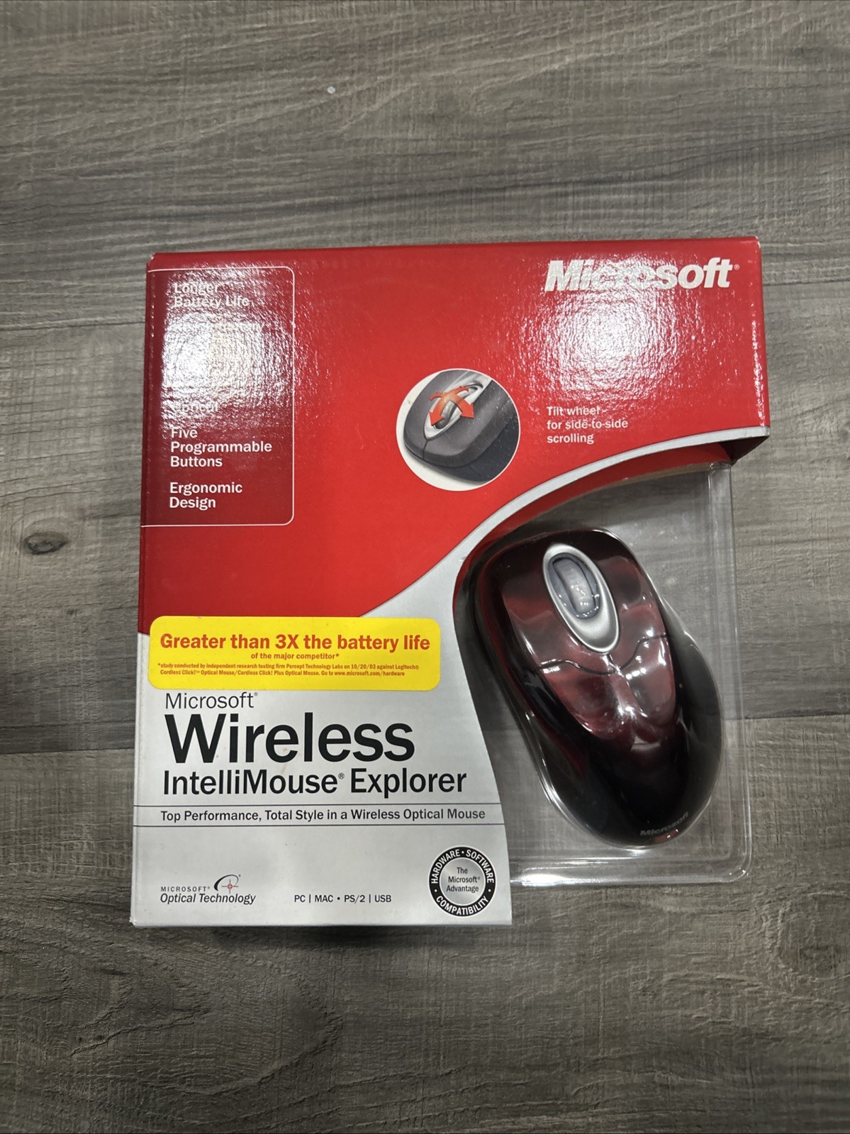 Microsoft Wireless Intellimouse Explorer Mouse Crimson Red X09-49266
