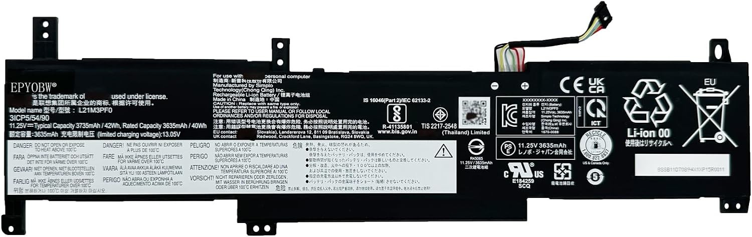 L21M3PF0 Laptop Battery 42Wh Series L21L3PF0 L21M3PF1