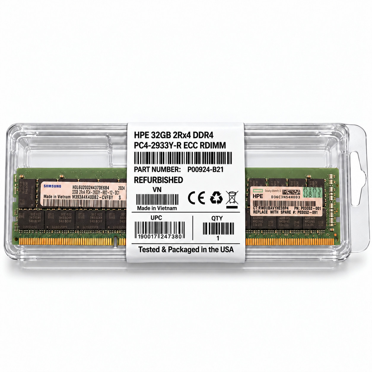HPE 32GB 2Rx4 PC4-2933Y-R DDR4 Svr RAM P03052-091  P00924-B21 M393A4K40DB2-CVFBY